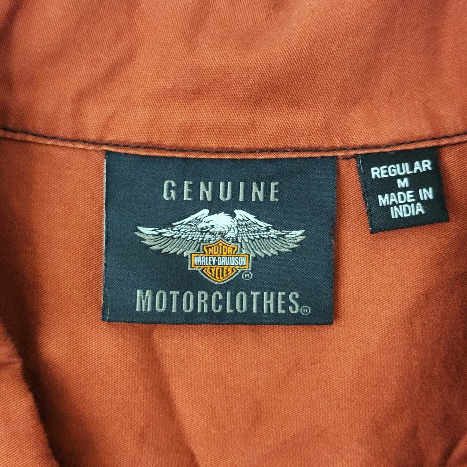 Harley-Davidson Teen Orange Grey Black Colorblock Button Up Shirt Medium M - Thumbnail 2