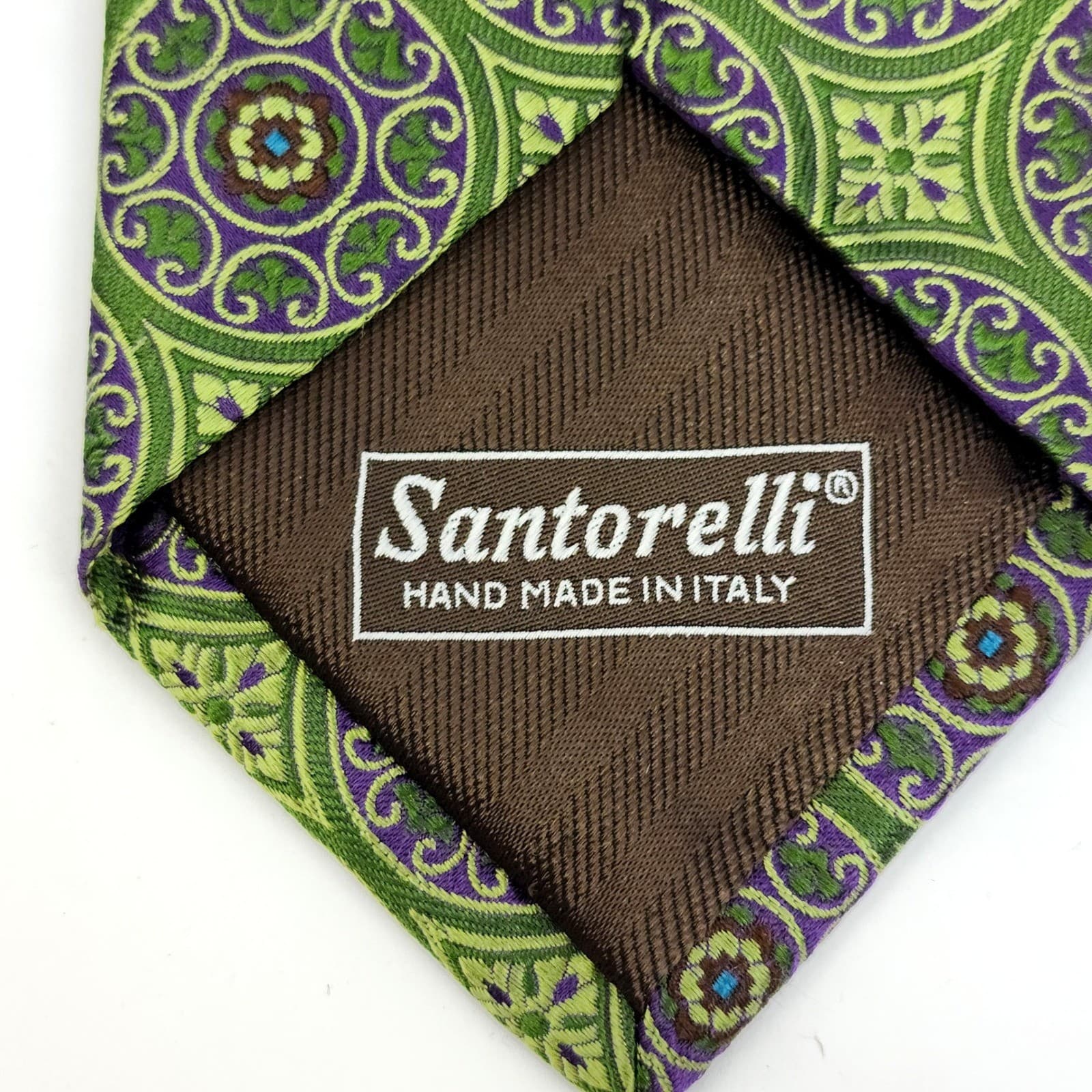 Mens Silk Tie Lot Santorelli Italy Green Medallion John W Nordstrom Navy Floral - Thumbnail 4