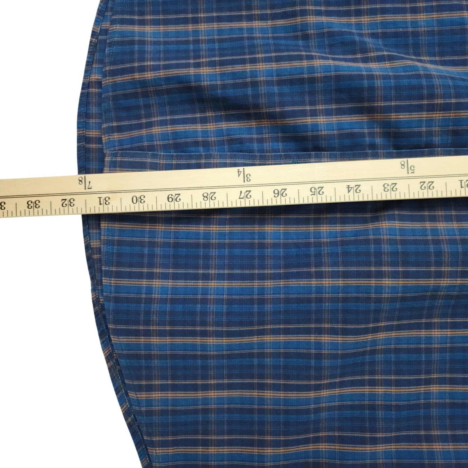 Eddie Bauer Mens XL Blue Brown Plaid Wrinkle Free Classic Fit Button Down Shirt - Thumbnail 3