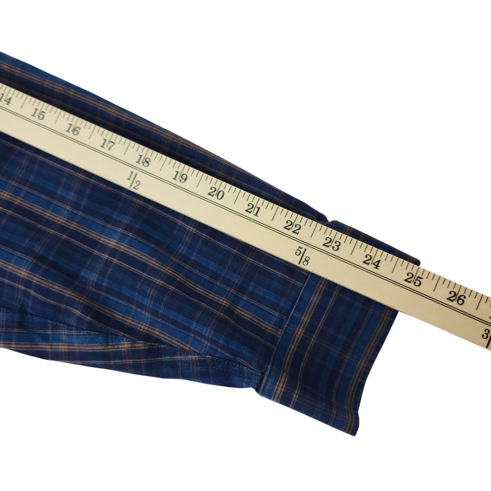 Eddie Bauer Mens XL Blue Brown Plaid Wrinkle Free Classic Fit Button Down Shirt - Thumbnail 6