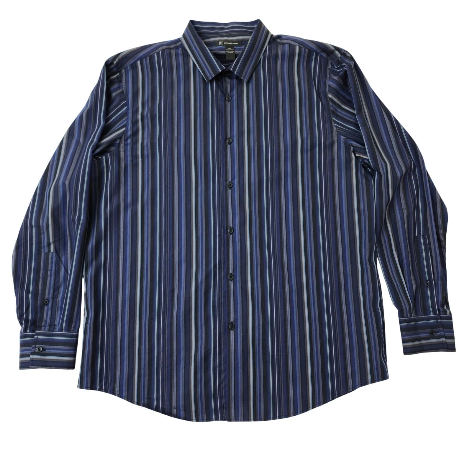 INC International Concepts Mens XXL Blue Striped Long Sleeve Button Up Shirt