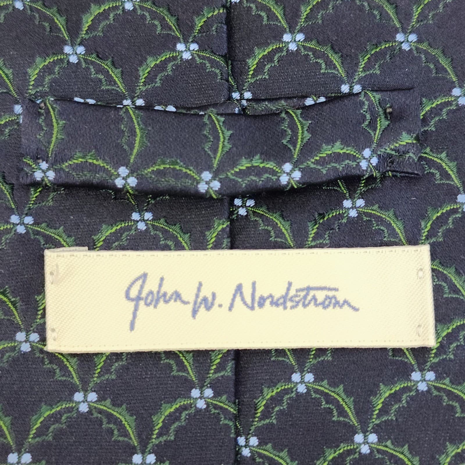Mens Silk Tie Lot Santorelli Italy Green Medallion John W Nordstrom Navy Floral - Thumbnail 3