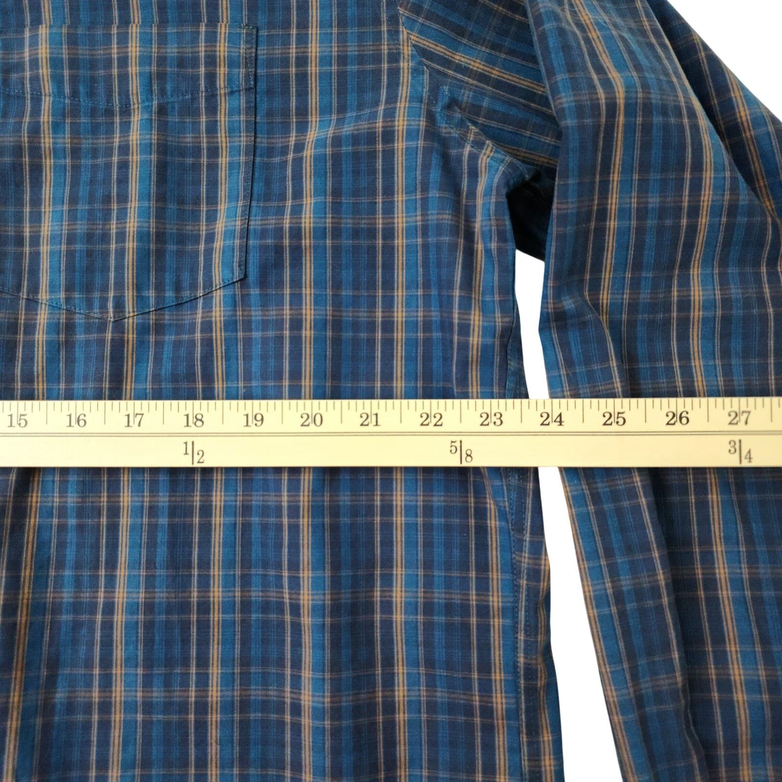 Eddie Bauer Mens XL Blue Brown Plaid Wrinkle Free Classic Fit Button Down Shirt - Thumbnail 4