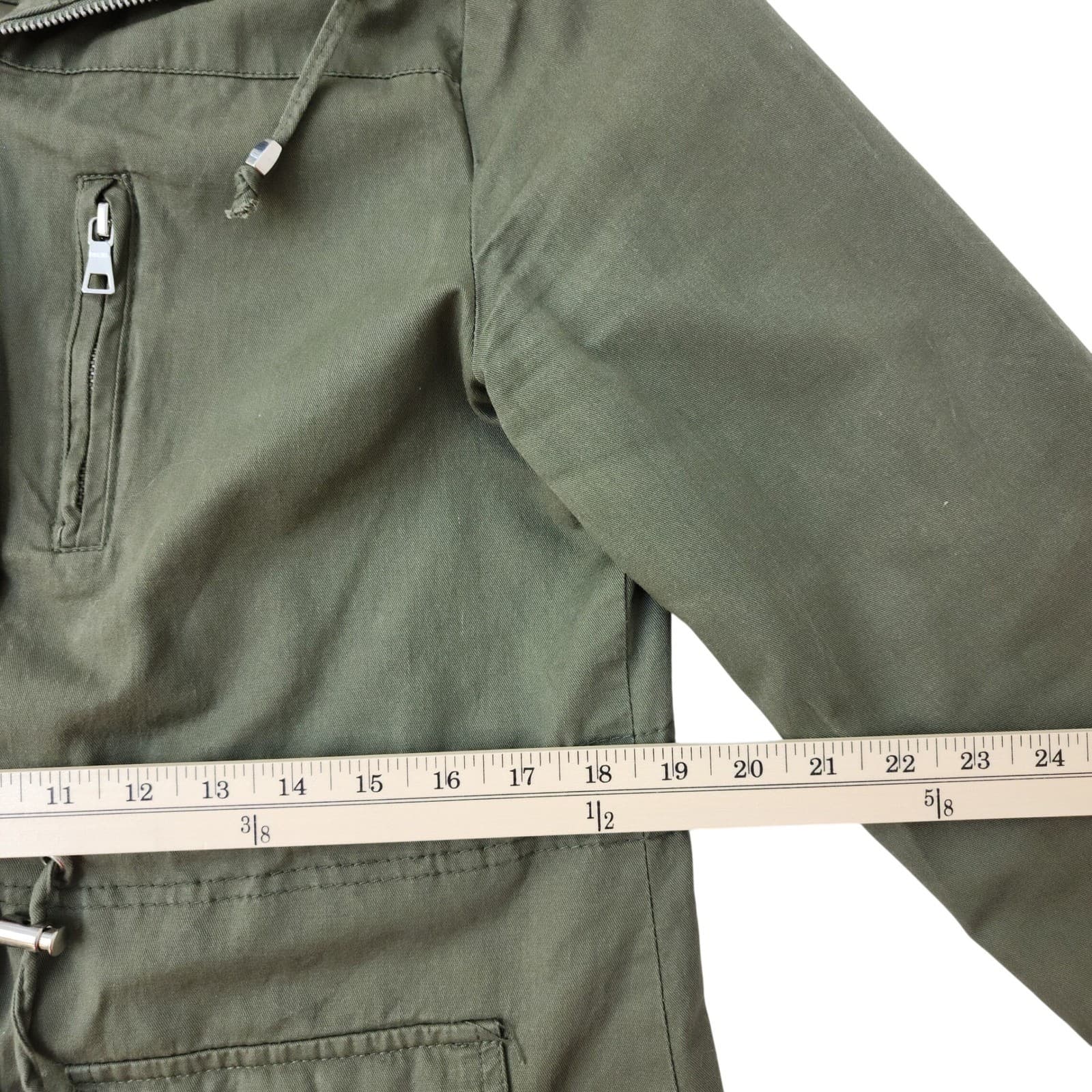 Miss London Black Label Olive Green Utility Jacket Womens Large Drawstring Waist - Thumbnail 4