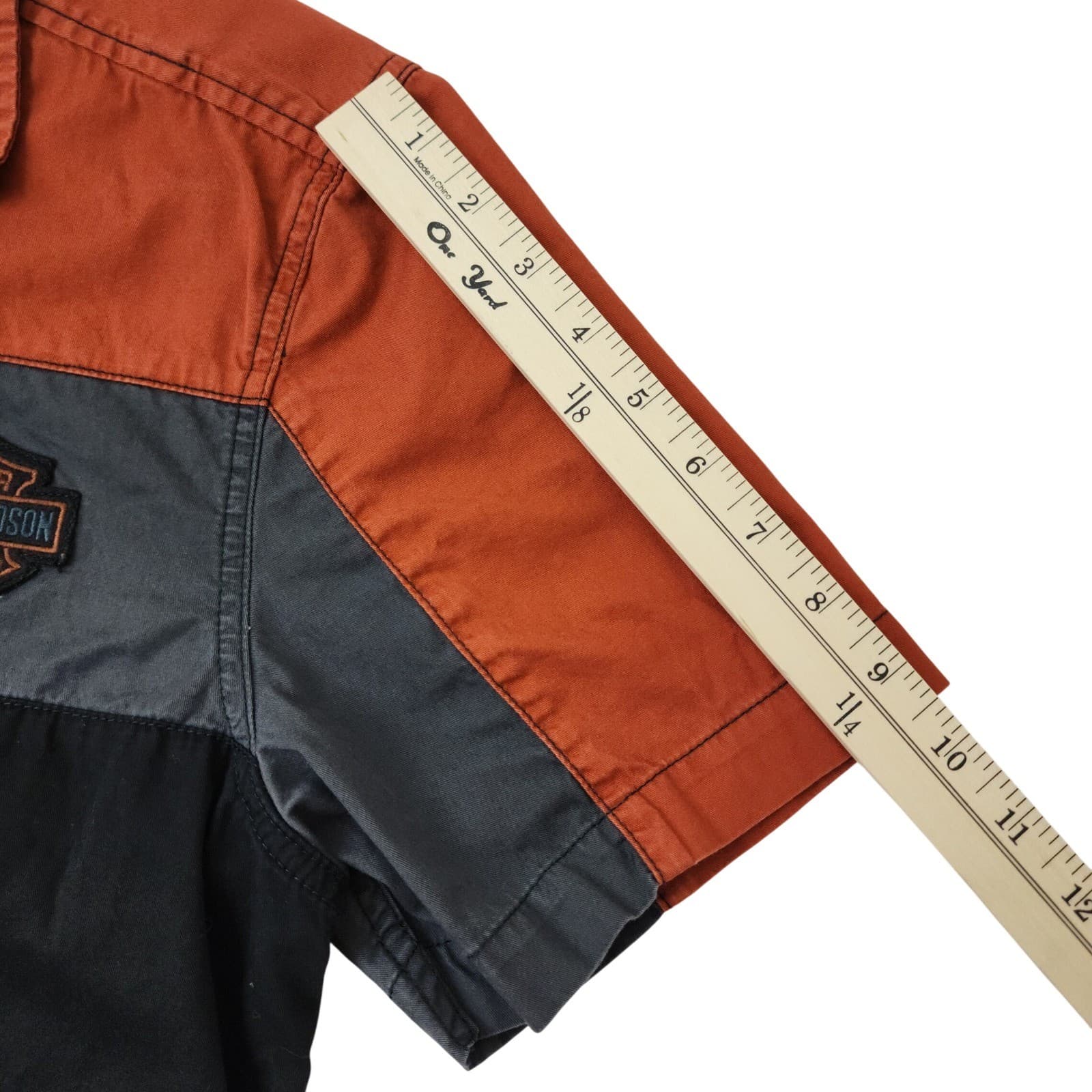 Harley-Davidson Teen Orange Grey Black Colorblock Button Up Shirt Medium M - Thumbnail 8