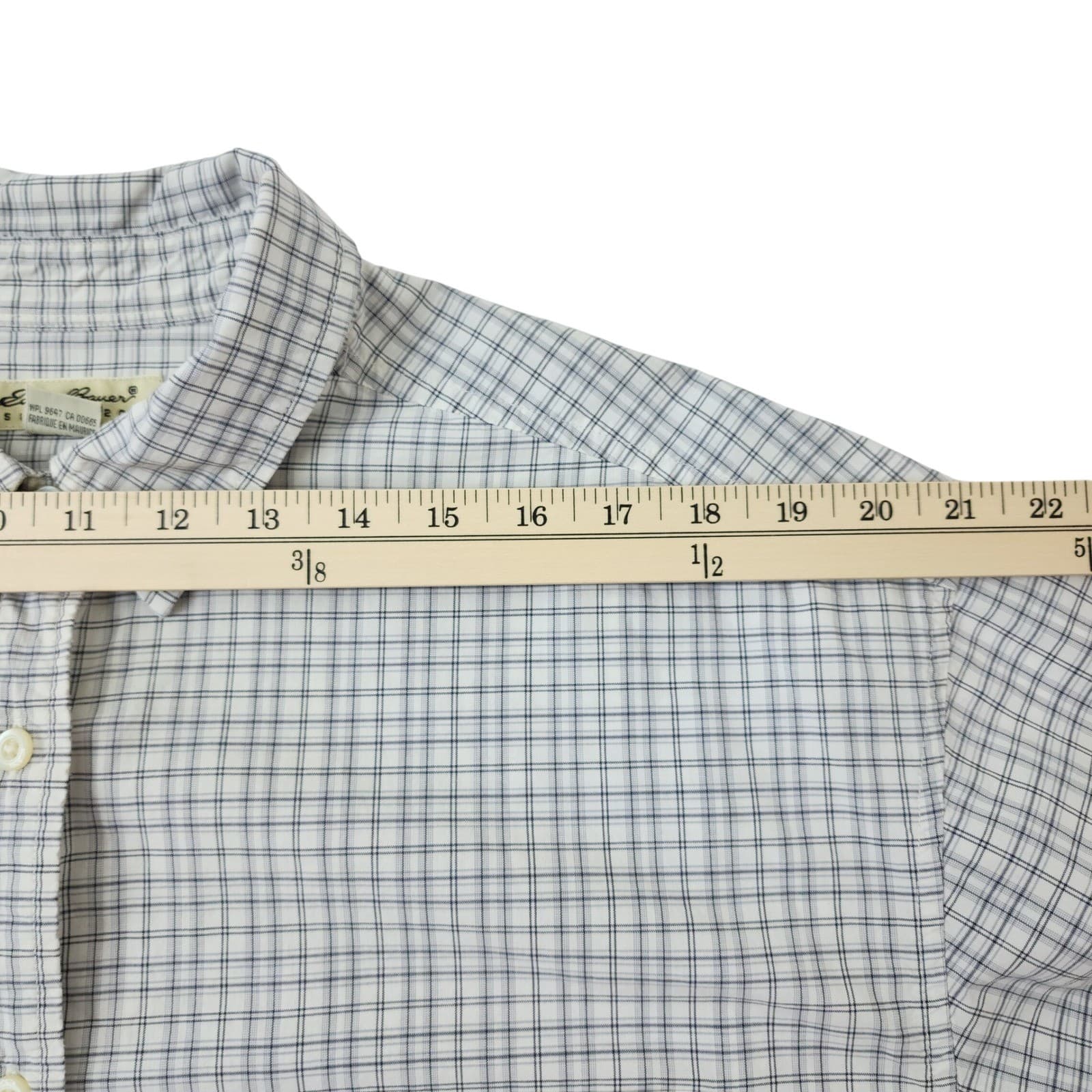 Eddie Bauer Mens XL Long Sleeve Button Down Shirt Blue White Grid Check Cotton - Thumbnail 6