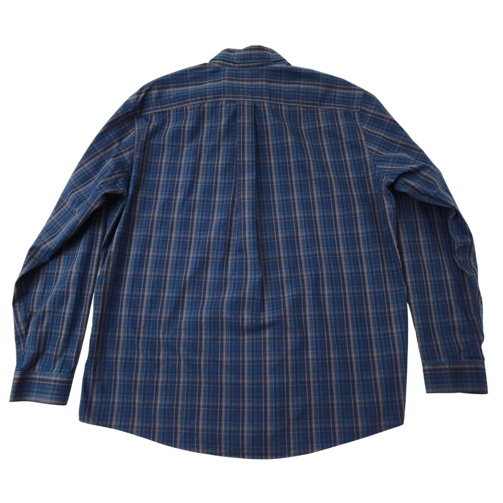 Eddie Bauer Mens XL Blue Brown Plaid Wrinkle Free Classic Fit Button Down Shirt - Thumbnail 8