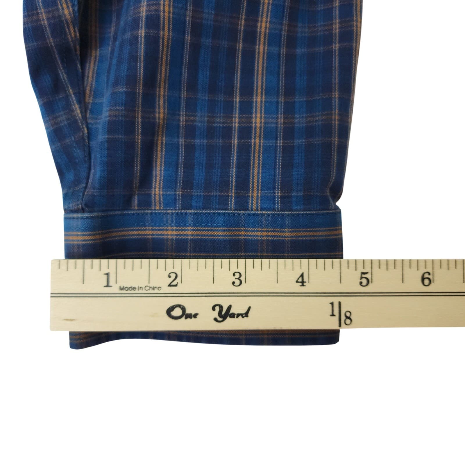 Eddie Bauer Mens XL Blue Brown Plaid Wrinkle Free Classic Fit Button Down Shirt - Thumbnail 7