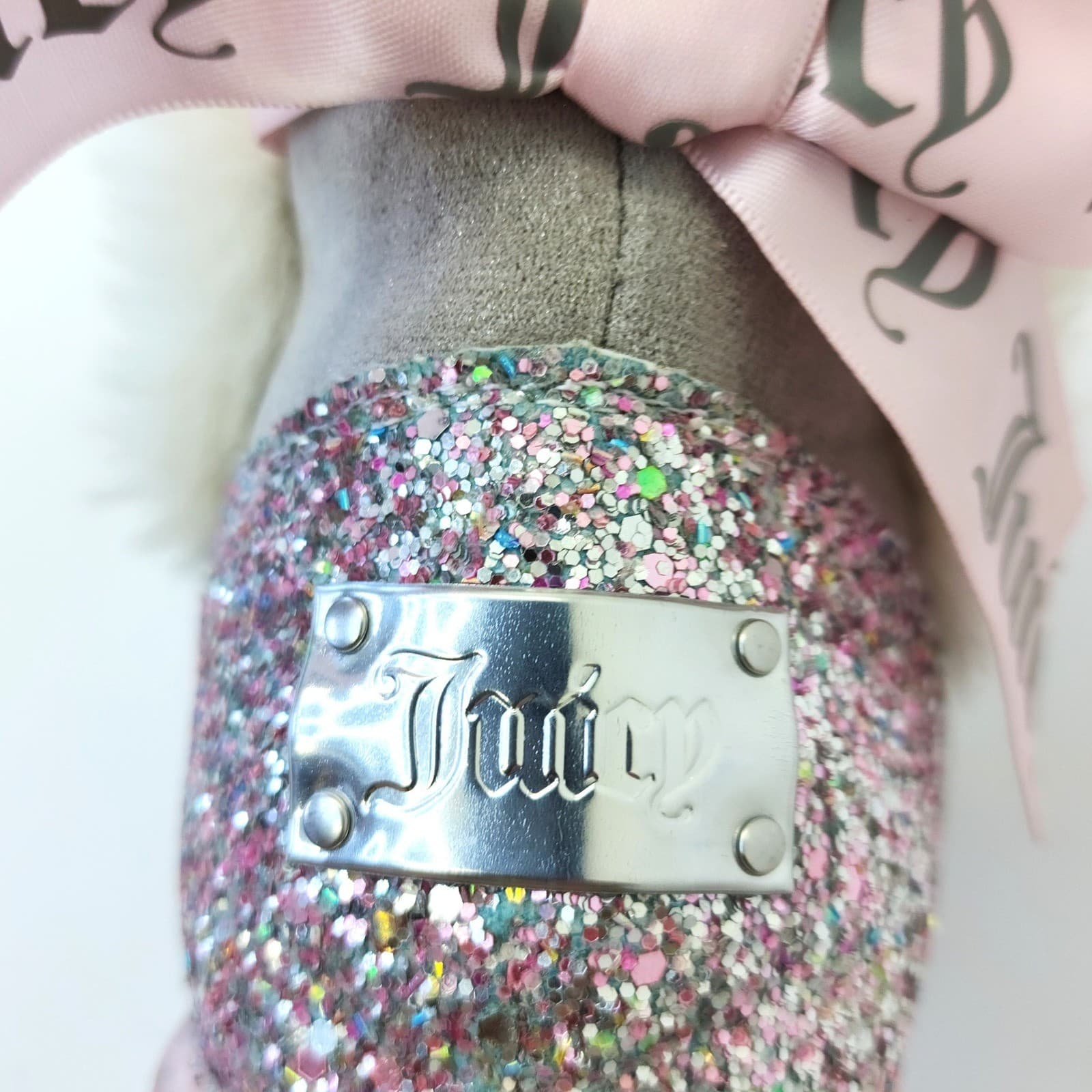 Juicy Couture Claremont Grey Faux Fur Glitter Bow Boots Girls Size 2M - Thumbnail 6