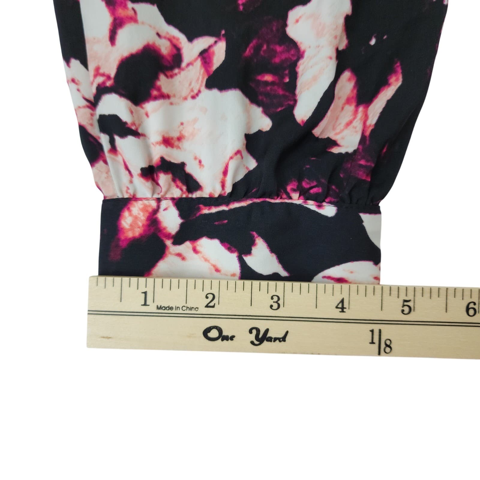 Apt. 9 Womens 1X Floral Tunic Blouse Black Pink White Long Sleeve Collared Top - Thumbnail 7