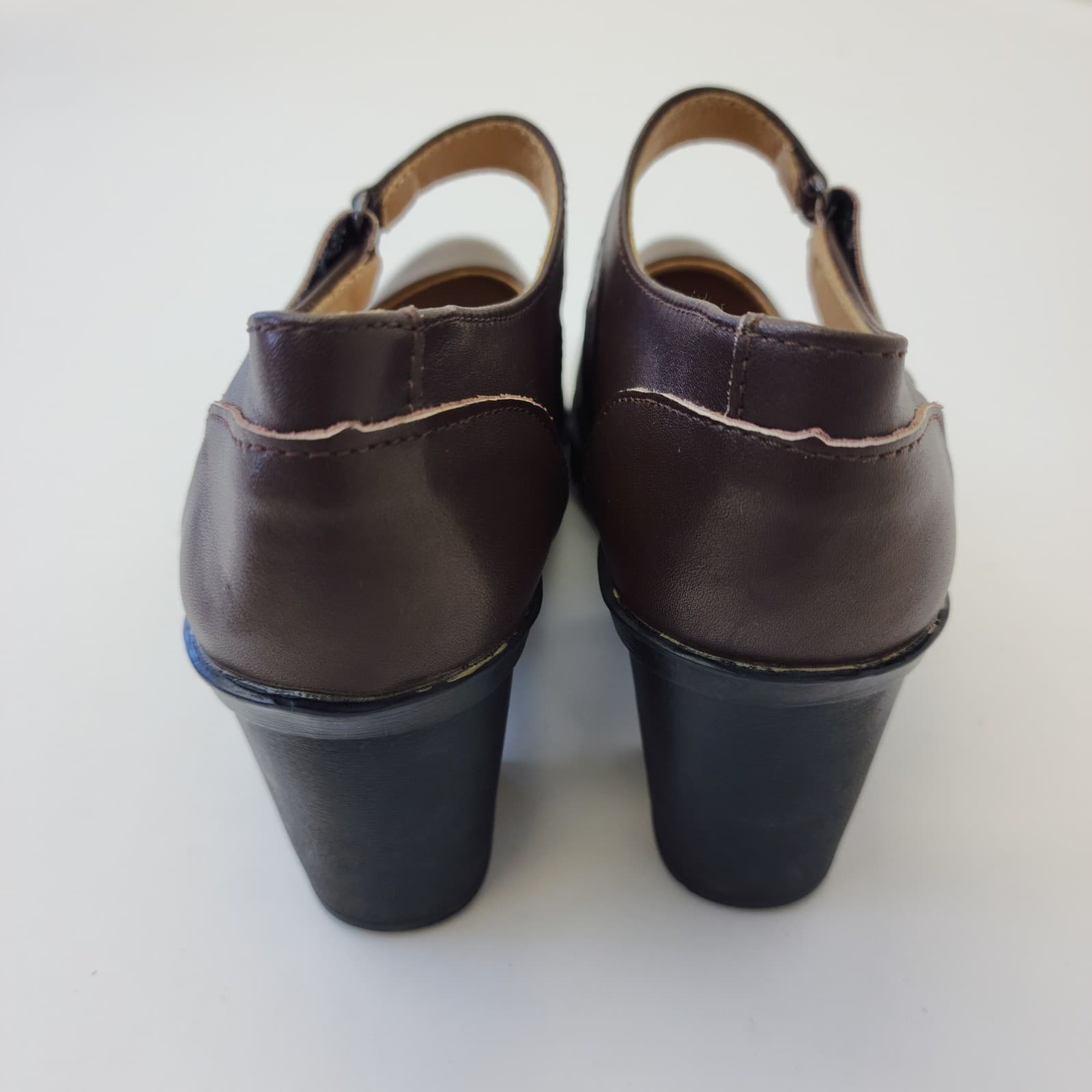 Fashion Brown Mary Jane Block Heel Lug Sole Platform Pumps Size 39 US 8.5 - Thumbnail 4