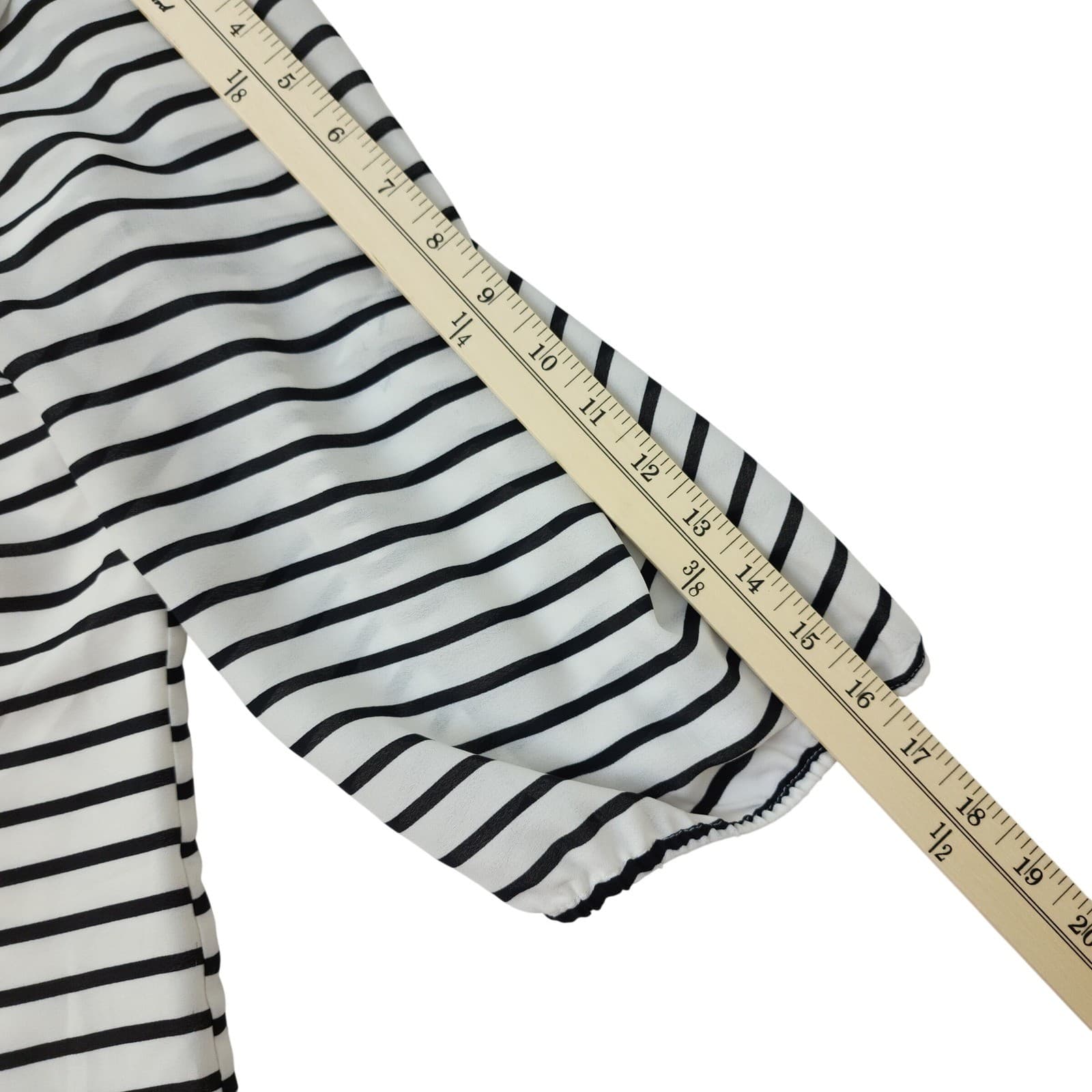 Maurices Womens Striped Cold Shoulder Ruffle Blouse Black White Size 3 XL - Thumbnail 6