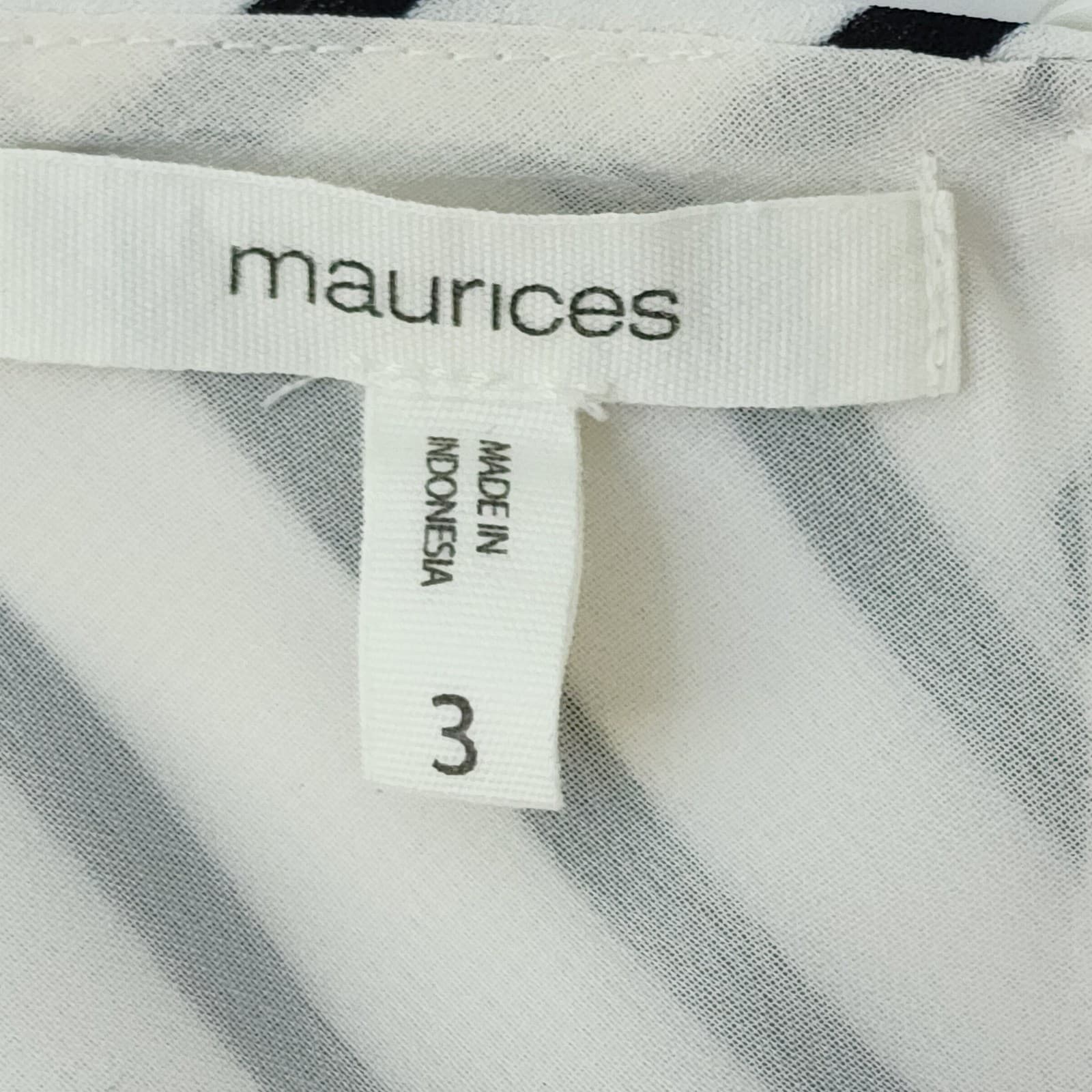 Maurices Womens Striped Cold Shoulder Ruffle Blouse Black White Size 3 XL - Thumbnail 2