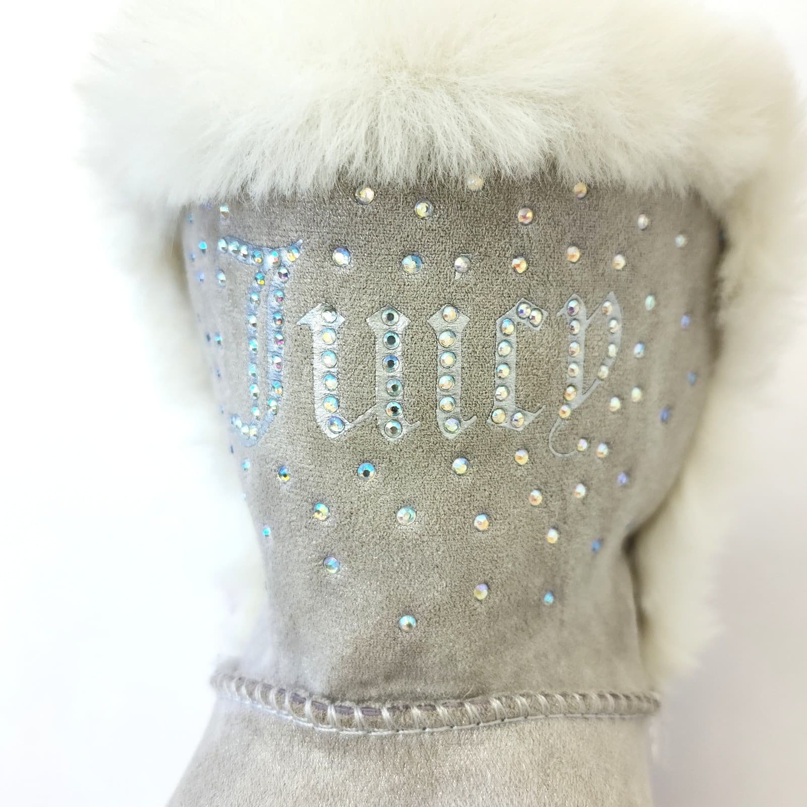Juicy Couture Claremont Grey Faux Fur Glitter Bow Boots Girls Size 2M - Thumbnail 5