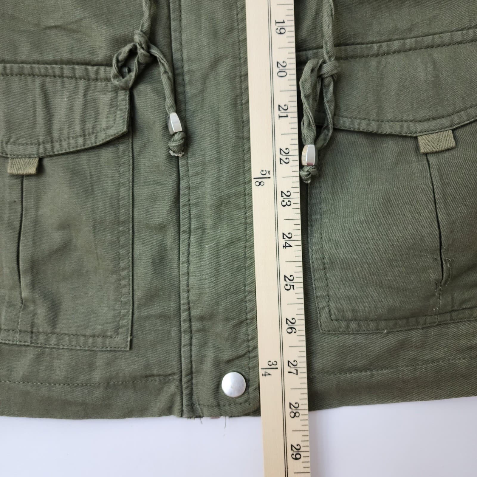 Miss London Black Label Olive Green Utility Jacket Womens Large Drawstring Waist - Thumbnail 5