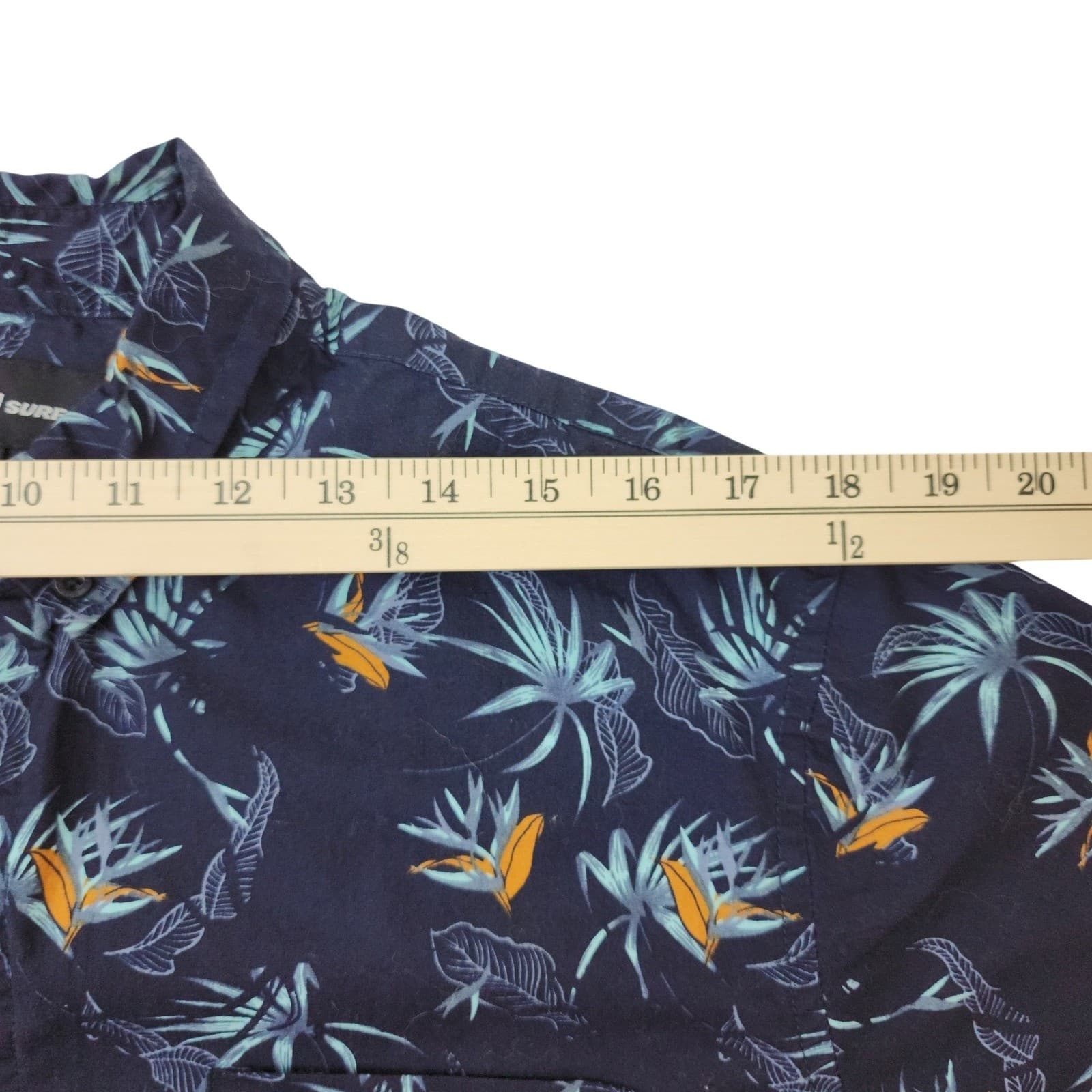 Molokai Surf Co Teens Large Navy Blue Tropical Bird of Paradise Button Up Shirt - Thumbnail 5