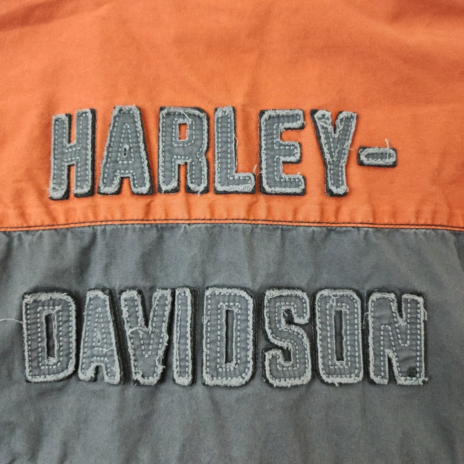Harley-Davidson Teen Orange Grey Black Colorblock Button Up Shirt Medium M - Thumbnail 11