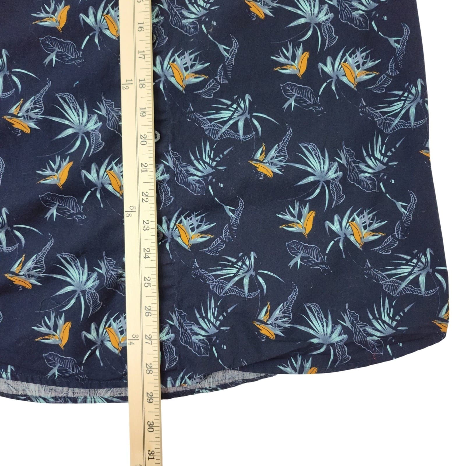 Molokai Surf Co Teens Large Navy Blue Tropical Bird of Paradise Button Up Shirt - Thumbnail 3