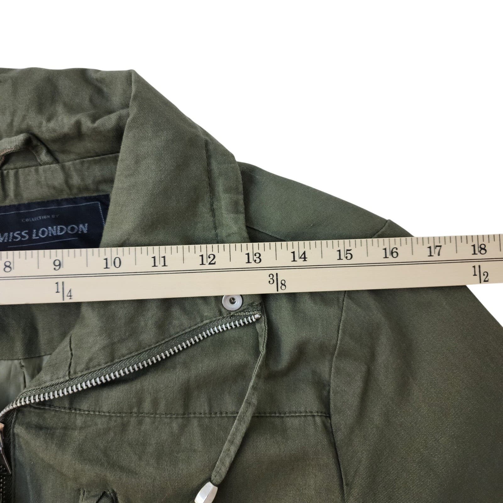 Miss London Black Label Olive Green Utility Jacket Womens Large Drawstring Waist - Thumbnail 3