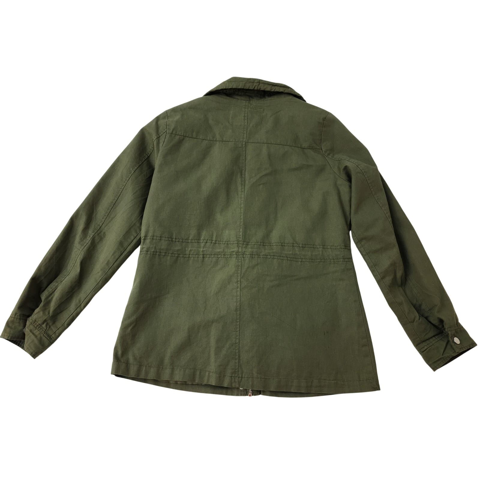 Miss London Black Label Olive Green Utility Jacket Womens Large Drawstring Waist - Thumbnail 8