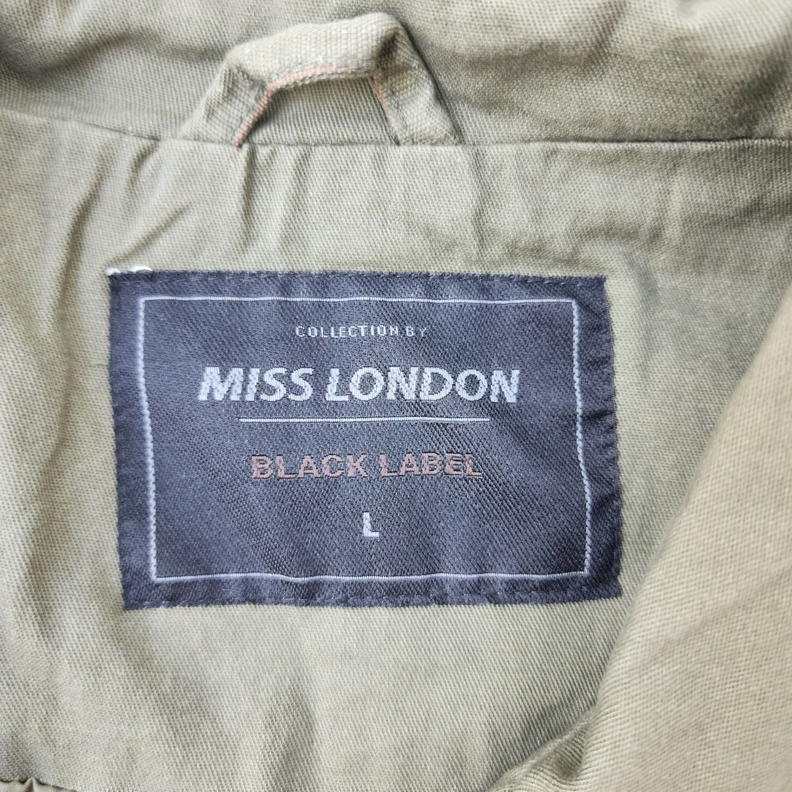 Miss London Black Label Olive Green Utility Jacket Womens Large Drawstring Waist - Thumbnail 2