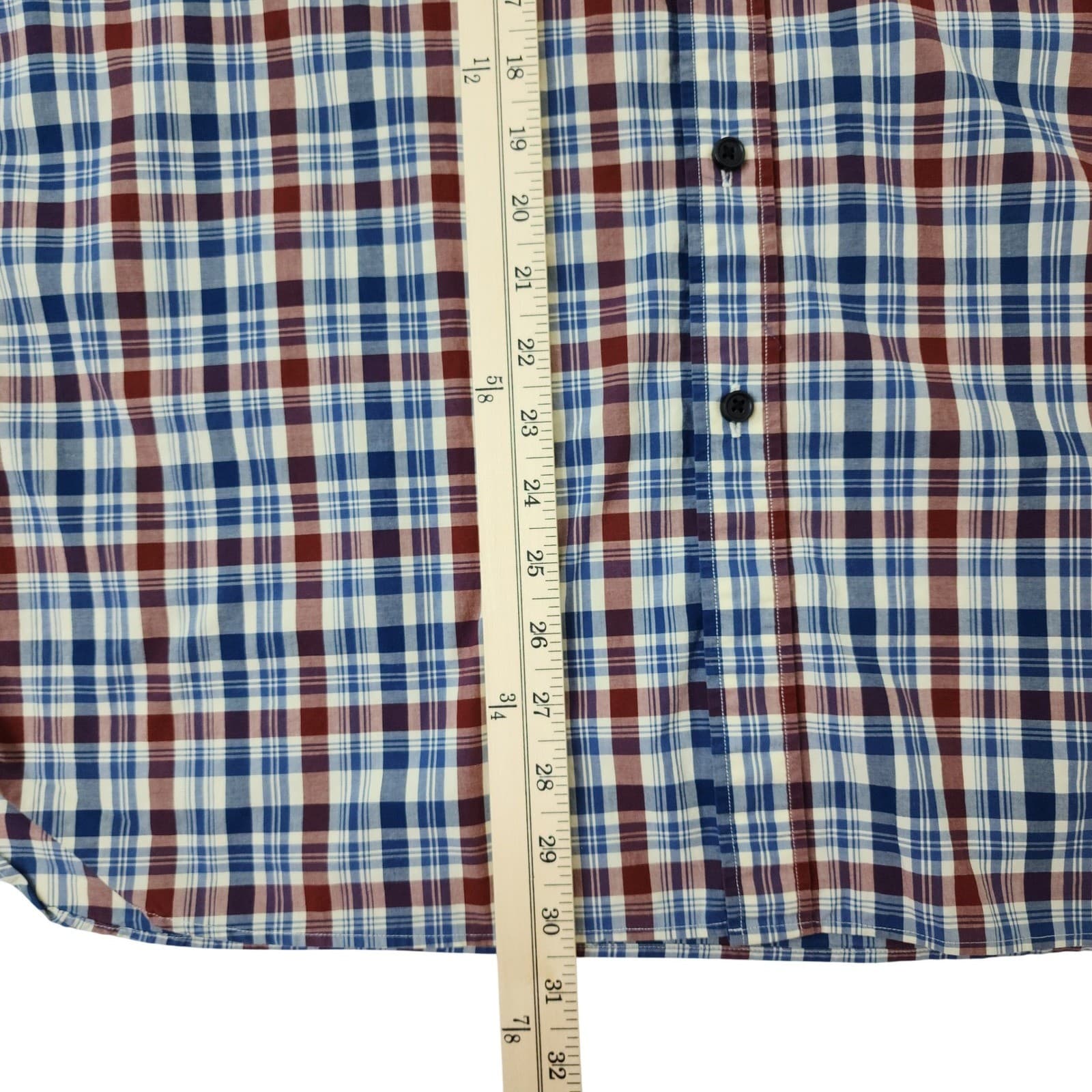 Wallin & Bros Mens XL Blue Burgundy Plaid Button Down Long Sleeve Shirt Pocket - Thumbnail 3