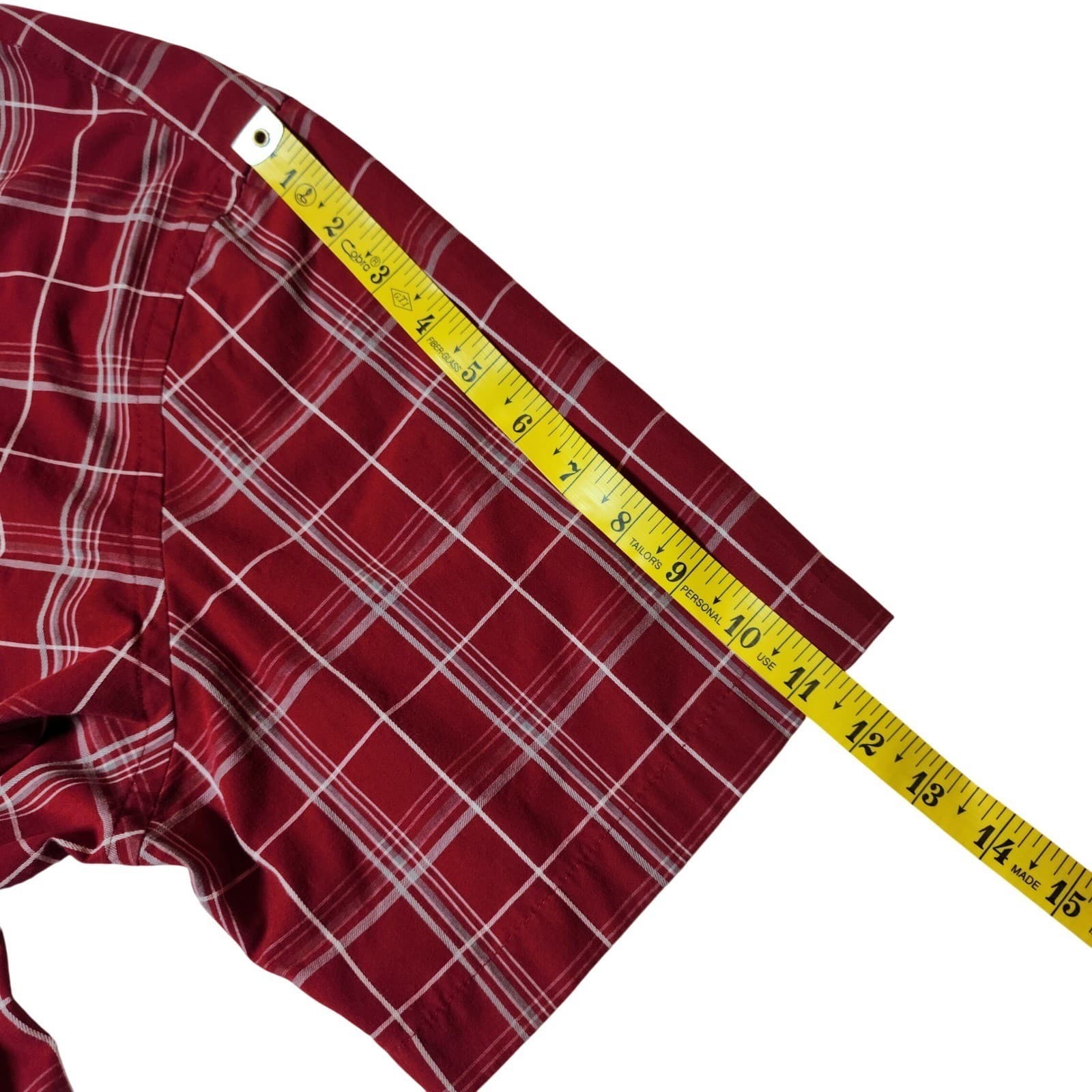 Dockers Mens XL Red Plaid Short Sleeve Button Down Shirt No Wrinkles Cotton - Thumbnail 7