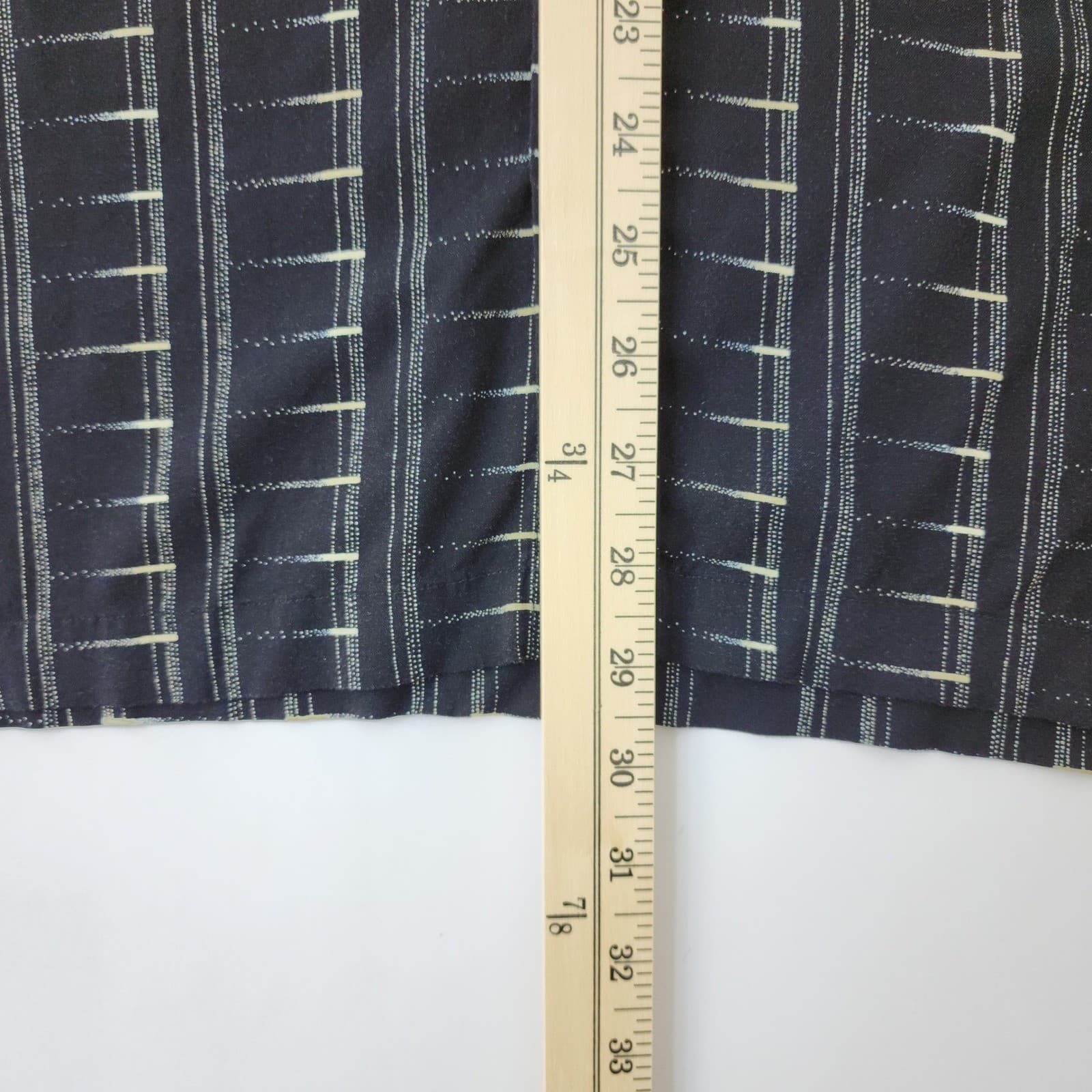 Axcess Claiborne Mens XL Blue Rayon Geometric Stripe Short Sleeve Button Down - Thumbnail 2