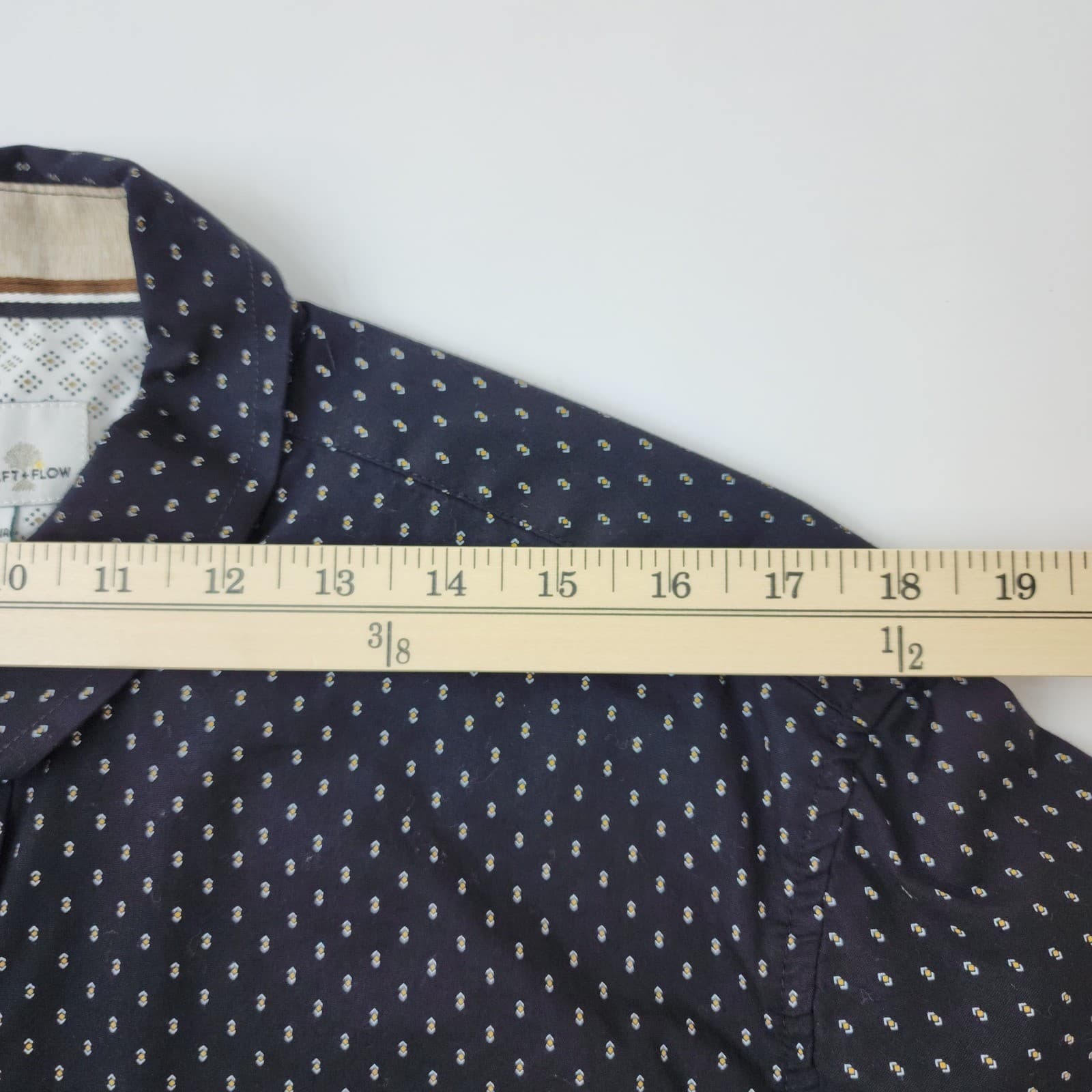 Craft + Flow Mens XL Navy Blue Geometric Print Long Sleeve Button Down Shirt - Thumbnail 5