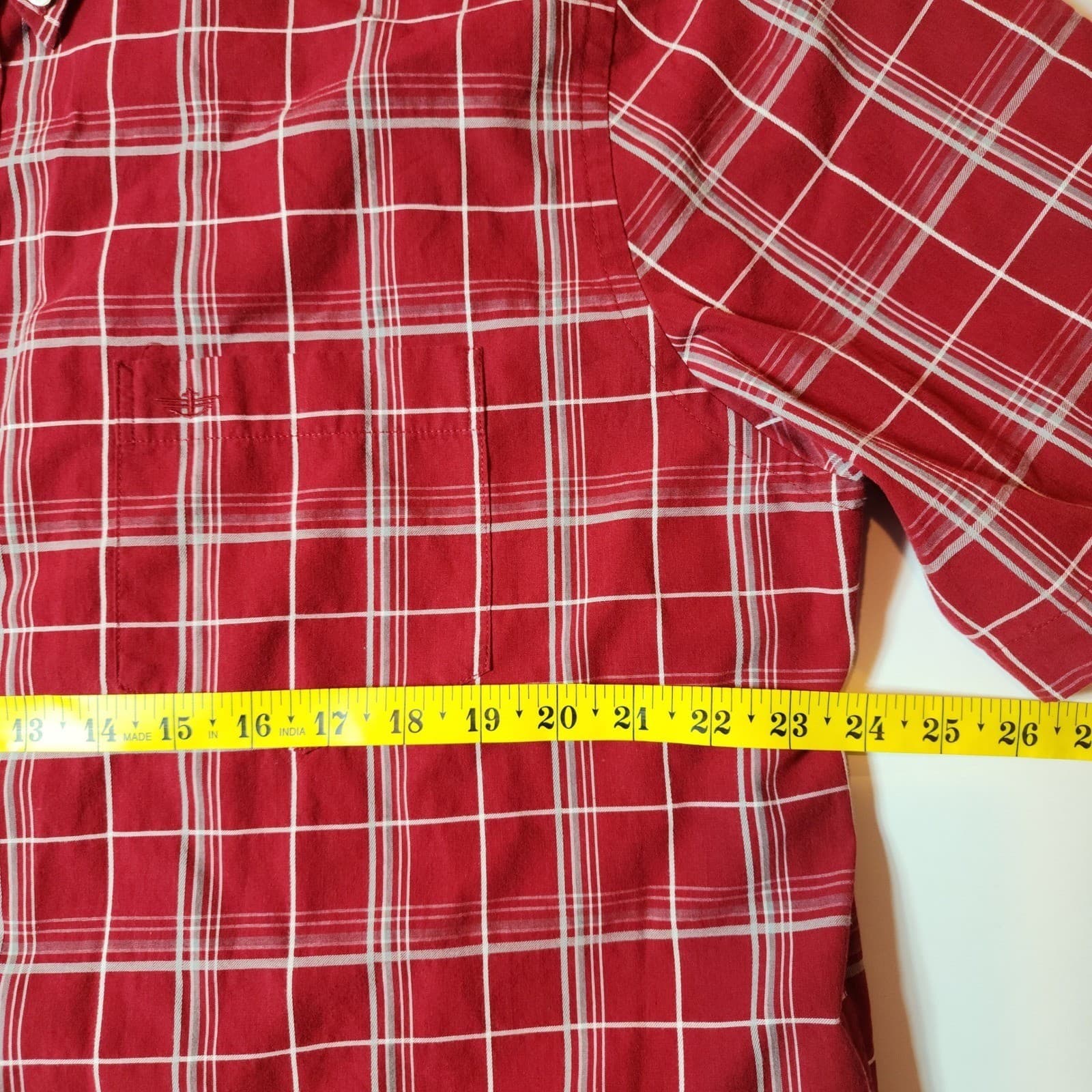 Dockers Mens XL Red Plaid Short Sleeve Button Down Shirt No Wrinkles Cotton - Thumbnail 5