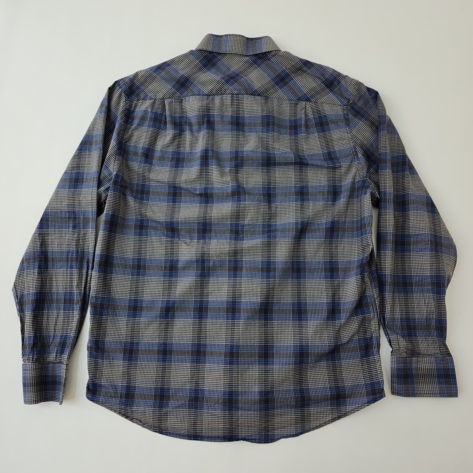 Blue Pronto Uomo Slim Fit Plaid Button Down Shirt Mens XL 100% Cotton Long - Thumbnail 9