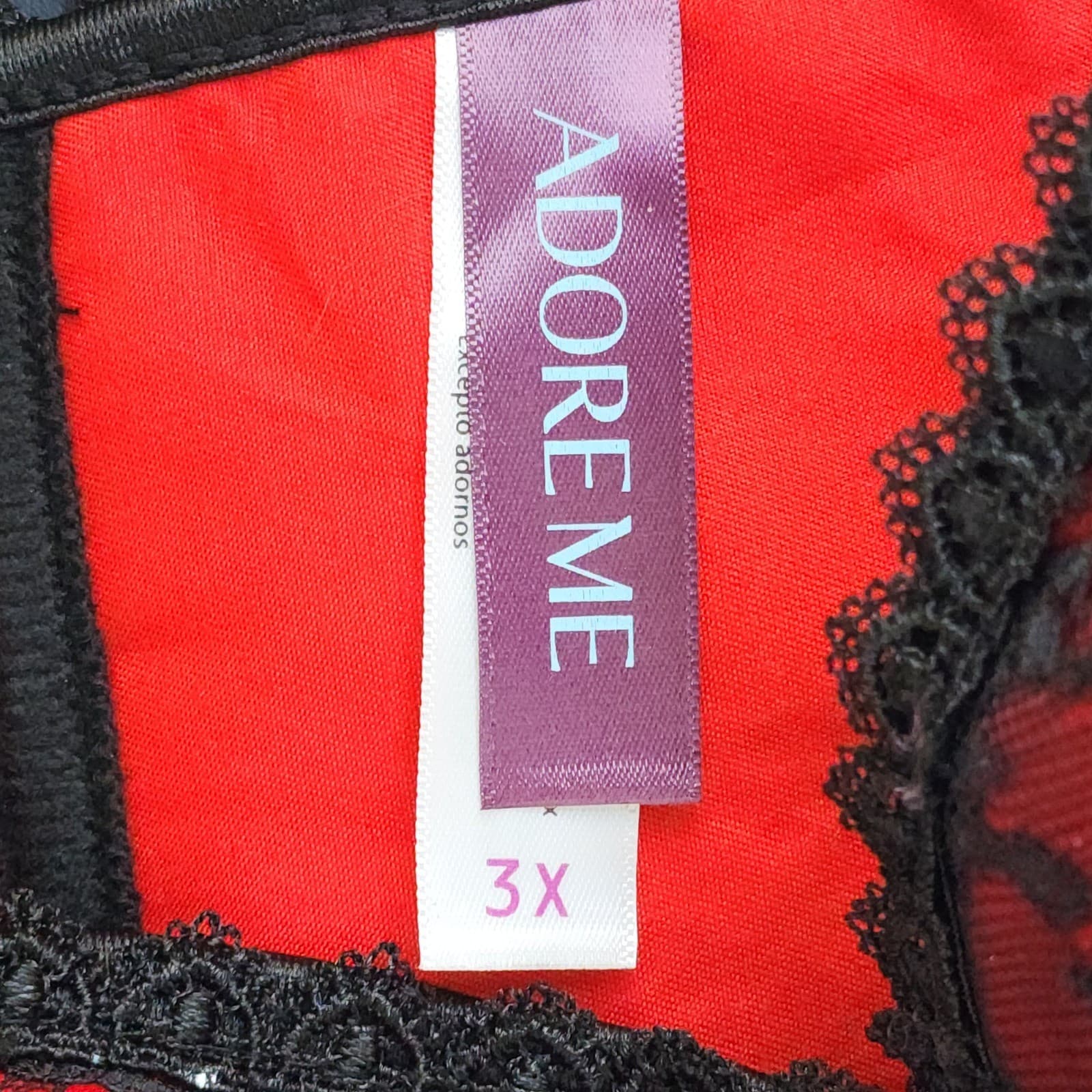 Adore Me Red Black Lace Garter Corset Lingerie Busk Front Lace Up Back 3X - Thumbnail 4