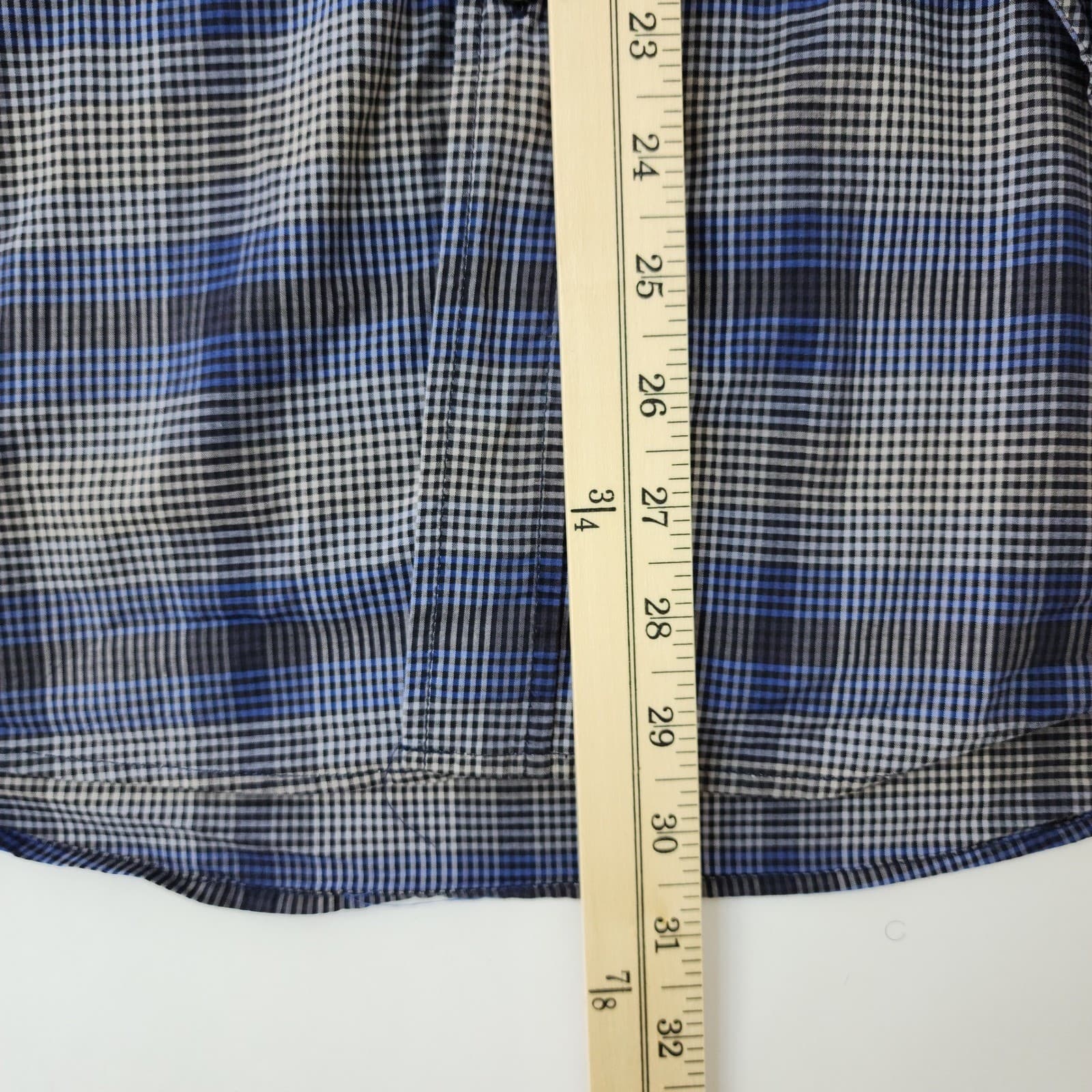 Blue Pronto Uomo Slim Fit Plaid Button Down Shirt Mens XL 100% Cotton Long - Thumbnail 2