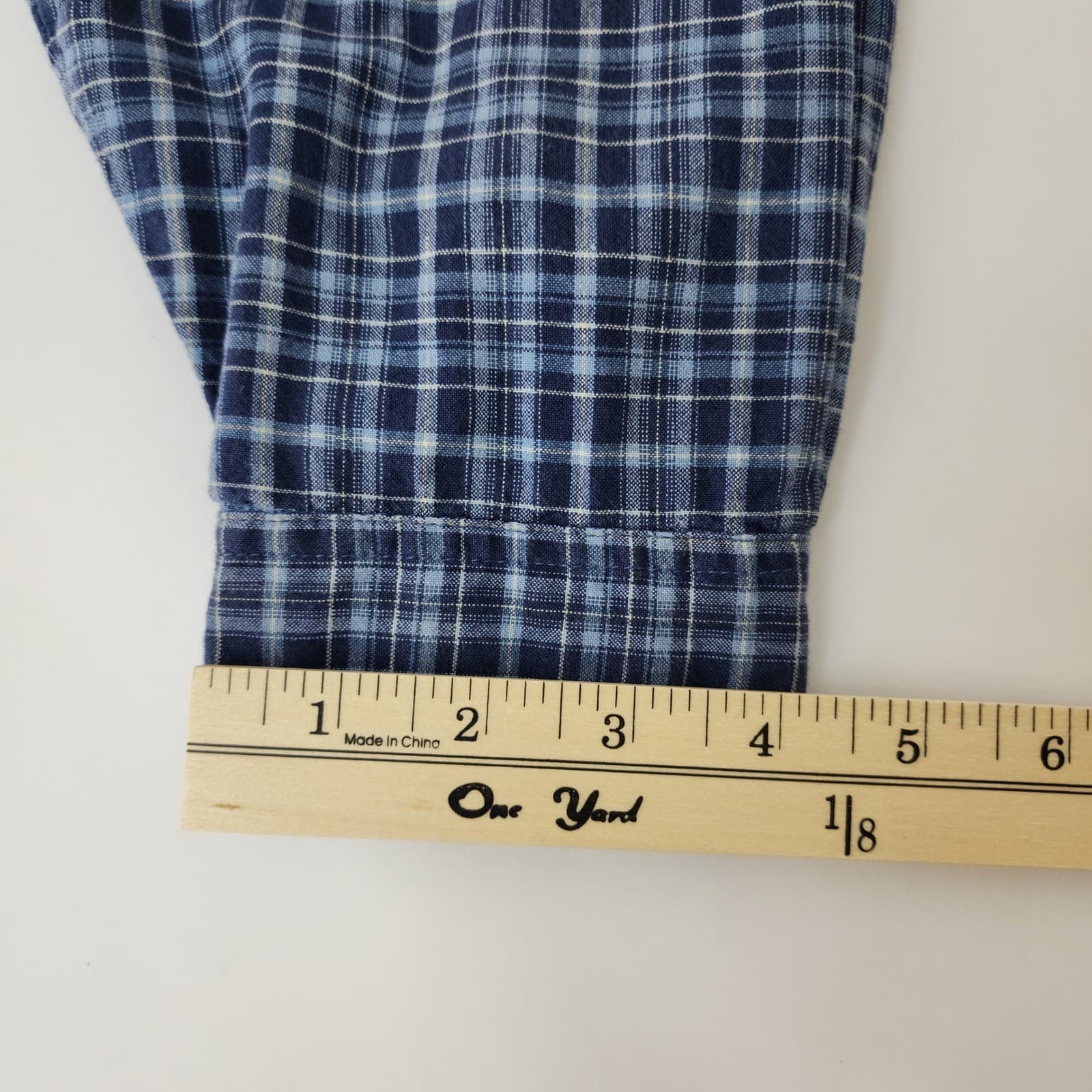 Victoria Jones Woman Blue Plaid Floral Embroidered Cotton Button Down Shirt 1X - Thumbnail 9