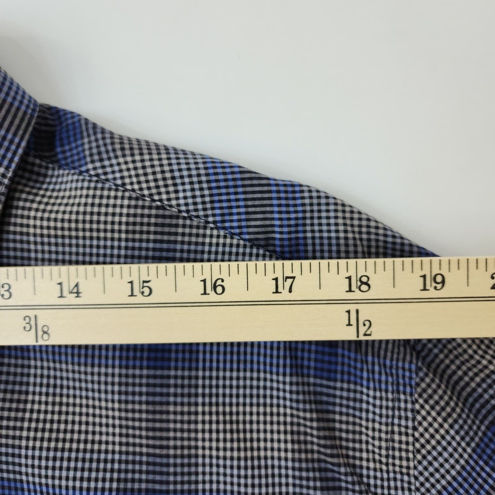 Blue Pronto Uomo Slim Fit Plaid Button Down Shirt Mens XL 100% Cotton Long - Thumbnail 5