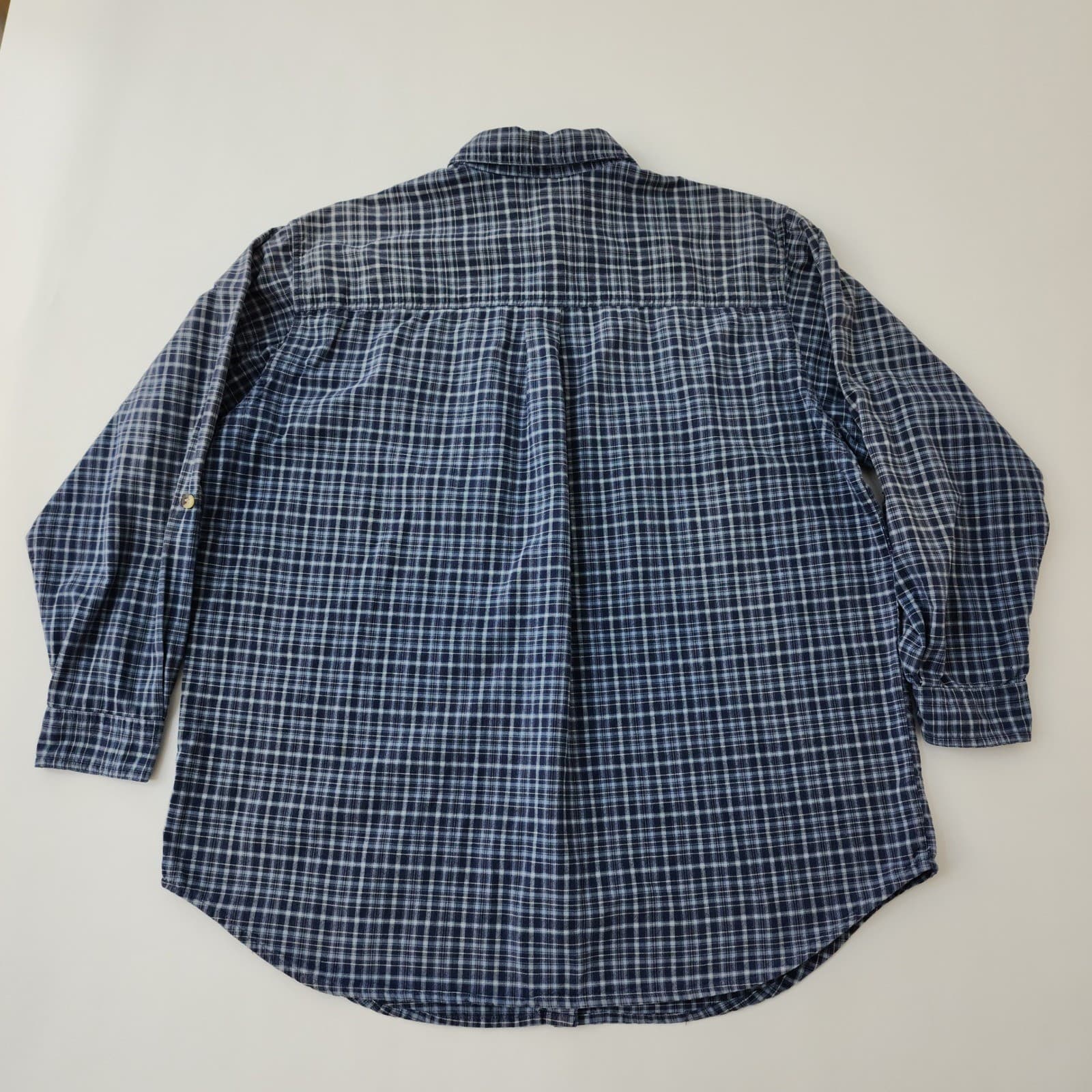 Victoria Jones Woman Blue Plaid Floral Embroidered Cotton Button Down Shirt 1X - Thumbnail 11