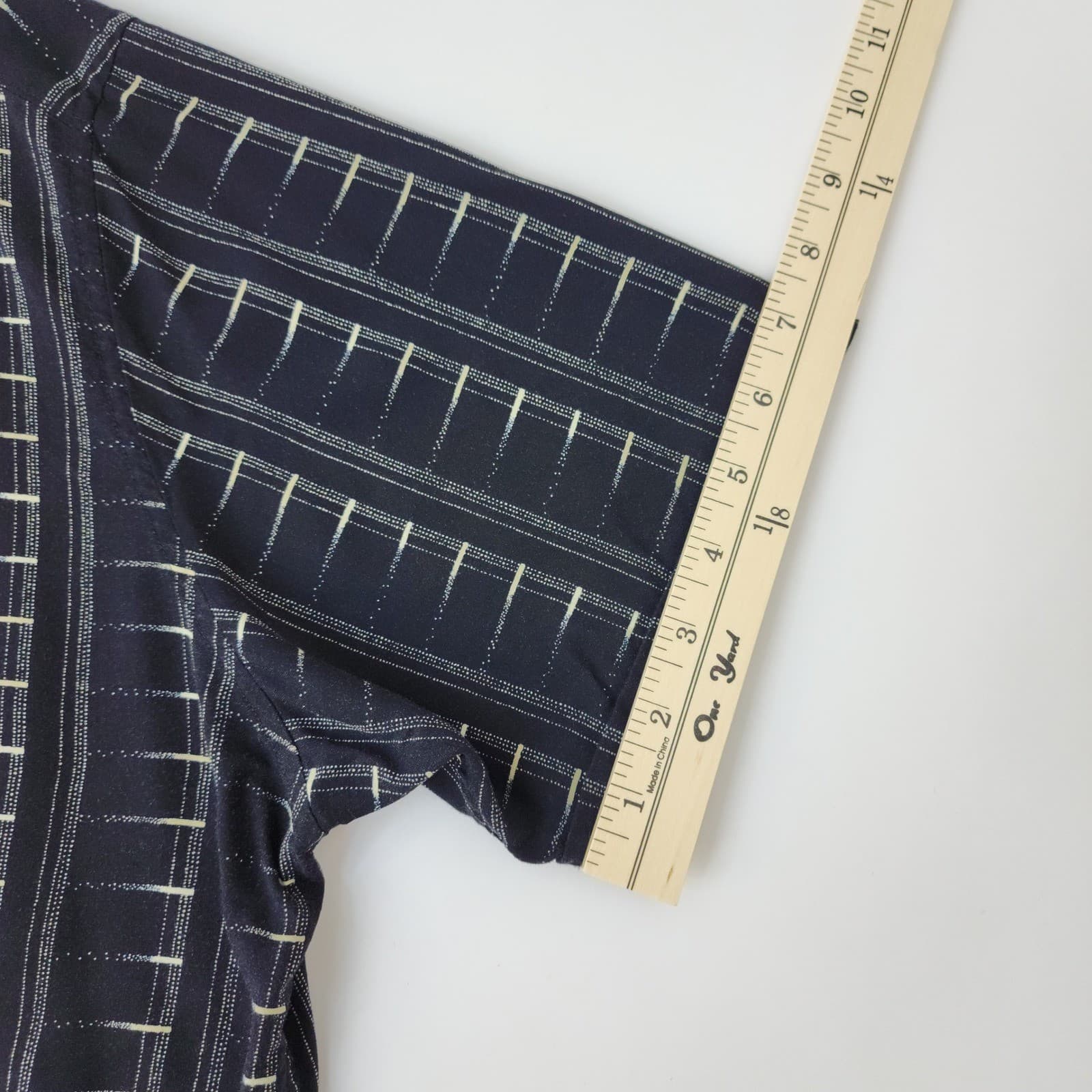 Axcess Claiborne Mens XL Blue Rayon Geometric Stripe Short Sleeve Button Down - Thumbnail 8