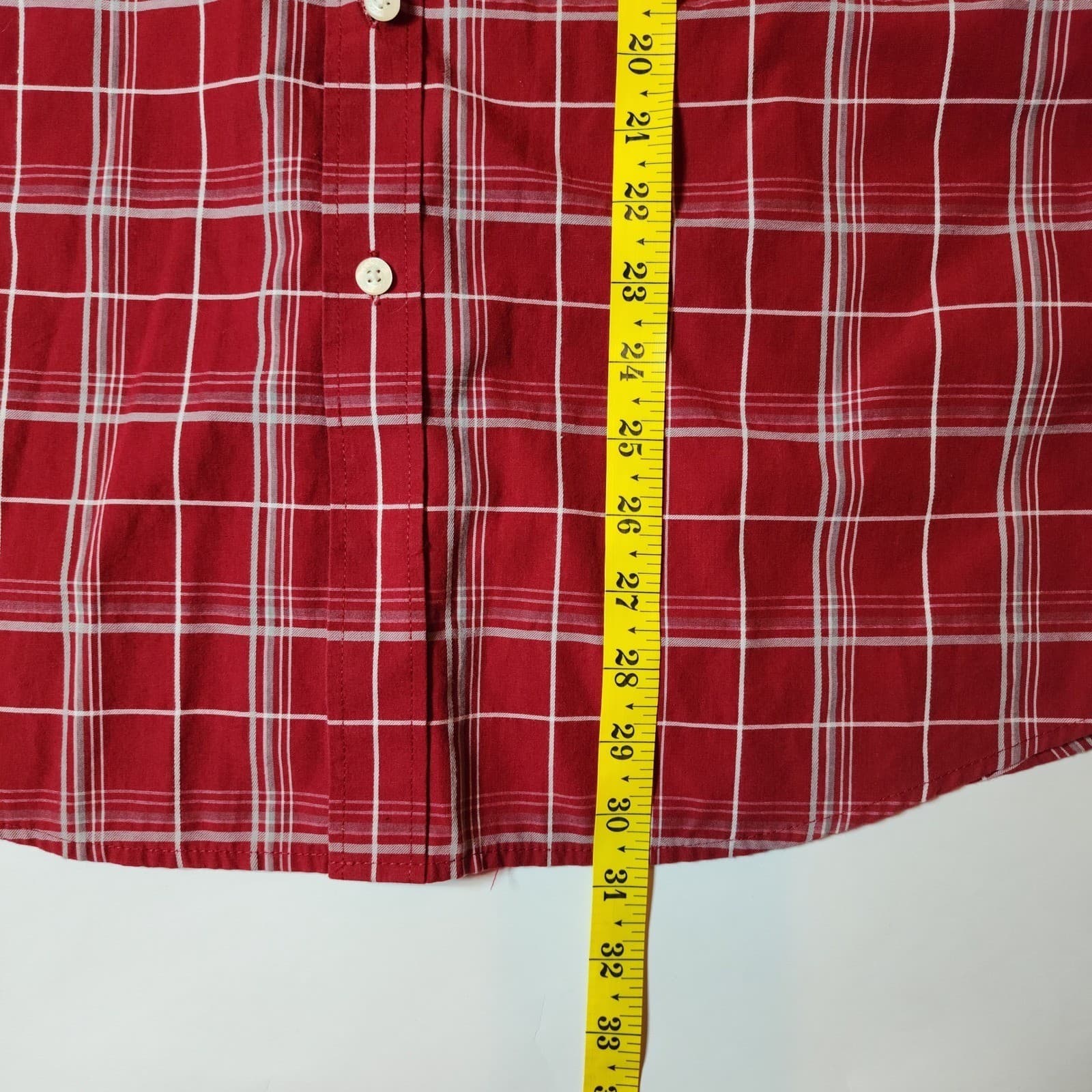 Dockers Mens XL Red Plaid Short Sleeve Button Down Shirt No Wrinkles Cotton - Thumbnail 6