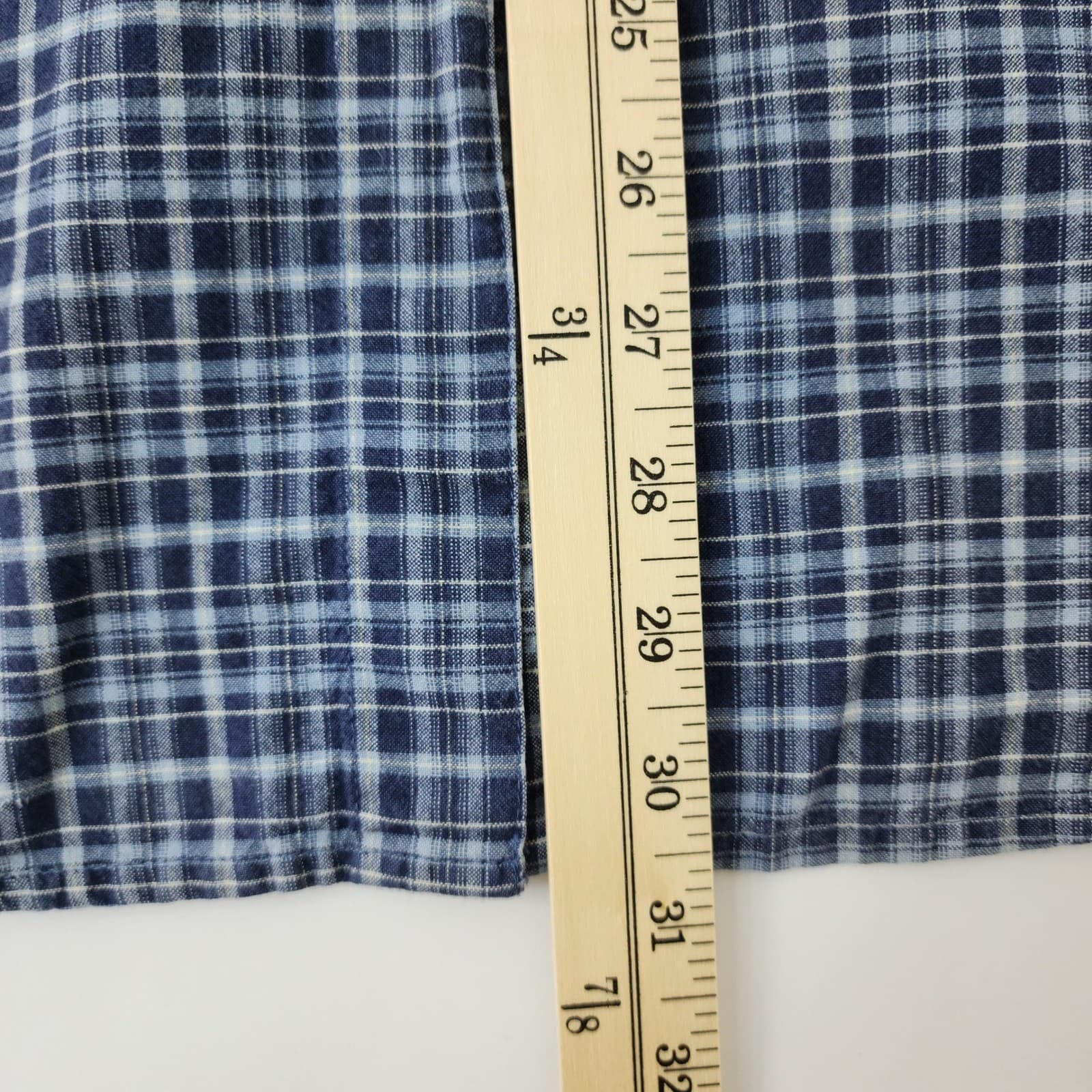 Victoria Jones Woman Blue Plaid Floral Embroidered Cotton Button Down Shirt 1X - Thumbnail 5