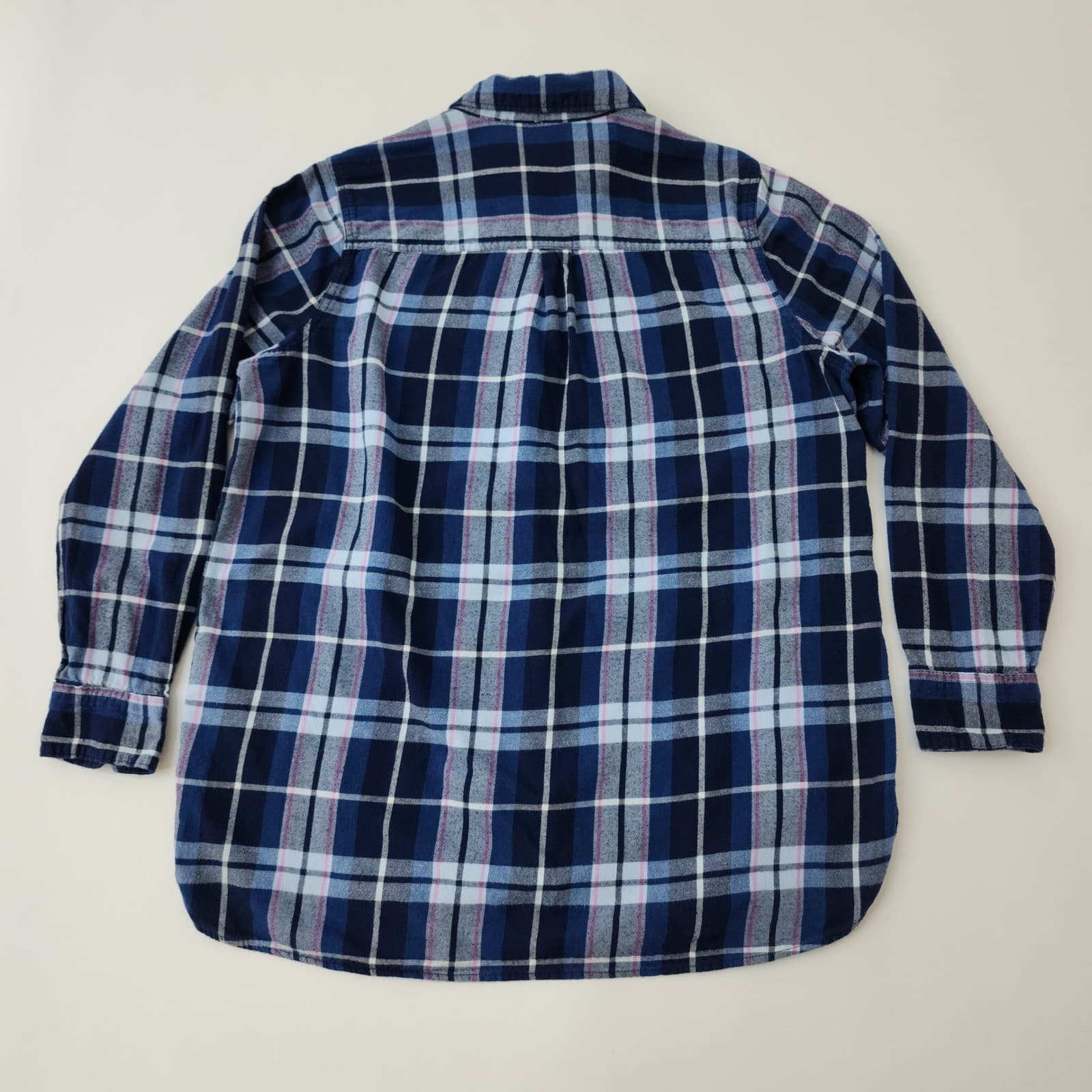 Old Navy The Tunic Shirt Womens Large Blue Pink Plaid Flannel Button Down L - Thumbnail 8