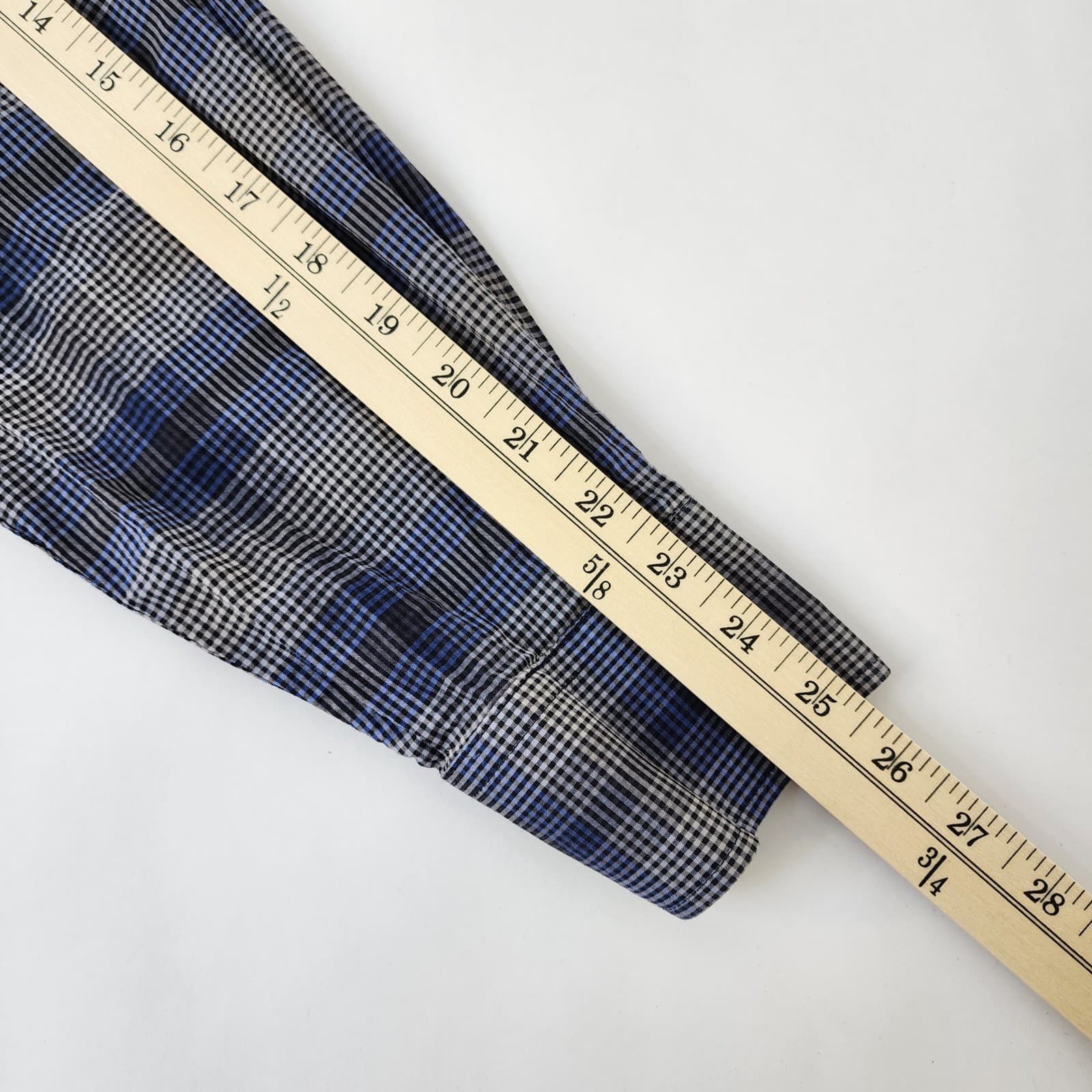 Blue Pronto Uomo Slim Fit Plaid Button Down Shirt Mens XL 100% Cotton Long - Thumbnail 7