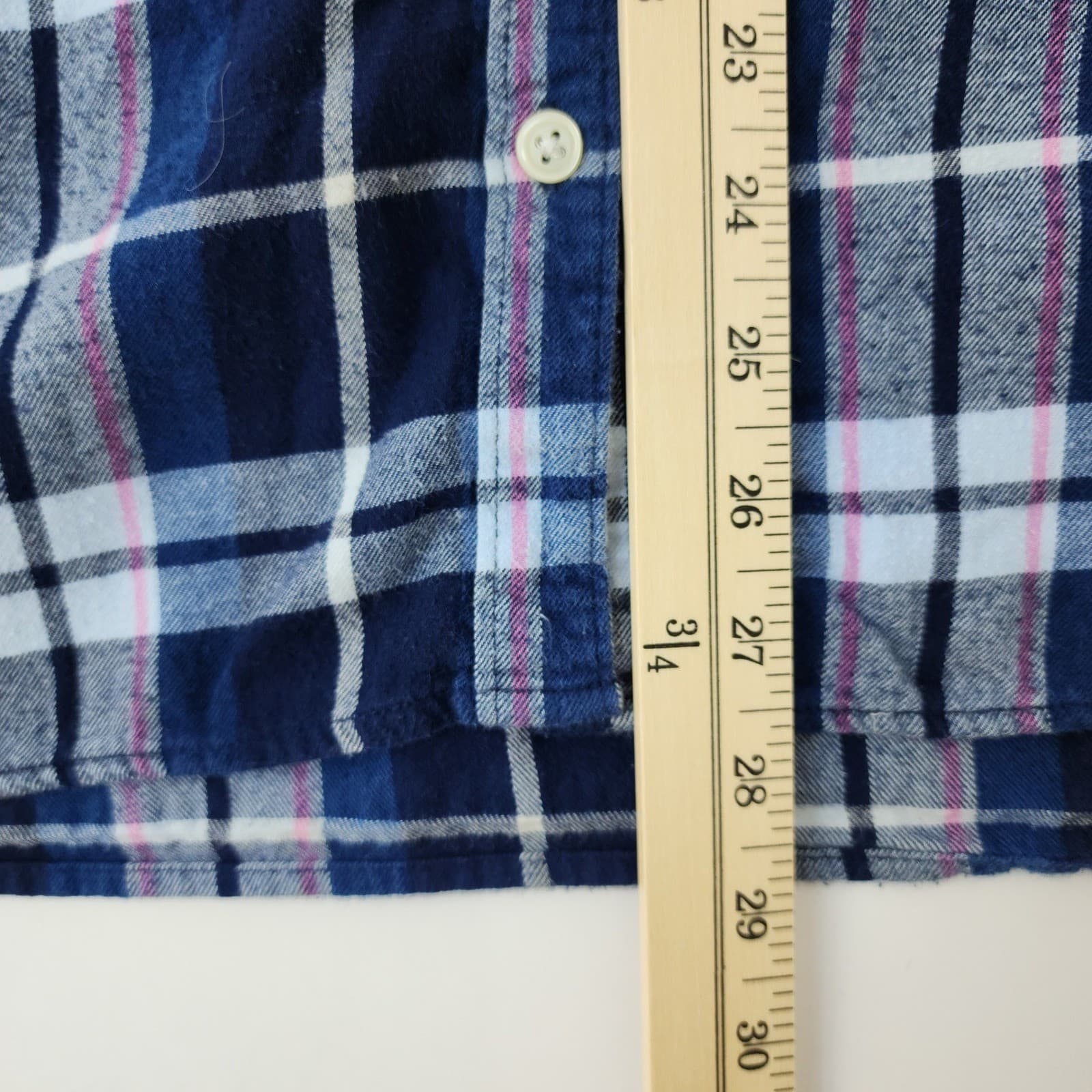 Old Navy The Tunic Shirt Womens Large Blue Pink Plaid Flannel Button Down L - Thumbnail 2