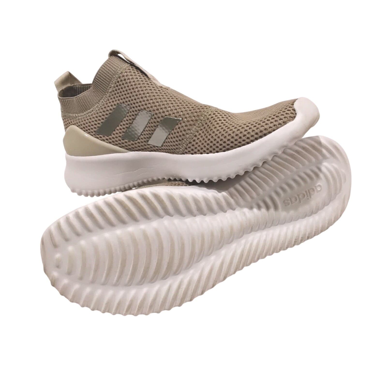 Adidas Cloudfoam Ultimate Tan Khaki Mesh Slip On Running Shoes F34605 Womens 7.5 - Thumbnail 3