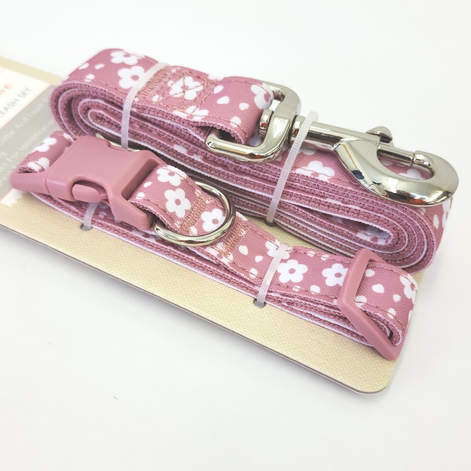 Barker & Jane Pink Floral Pet Collar & Leash Set Small Adjustable Dog - Thumbnail 4