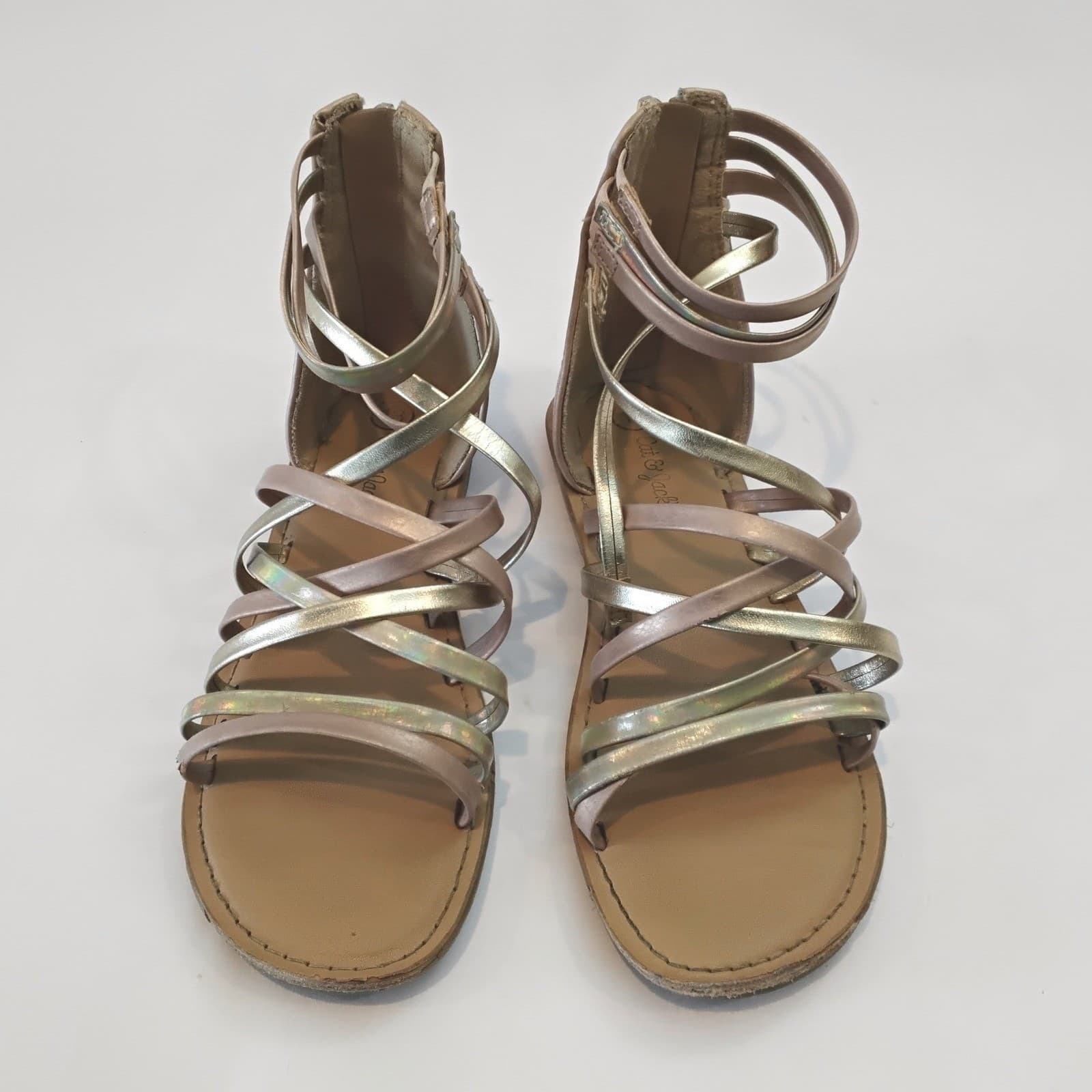 Cat & Jack Girls Rose Gold Metallic Gladiator Sandals Back Zip Size 13 SH19 - Thumbnail 2