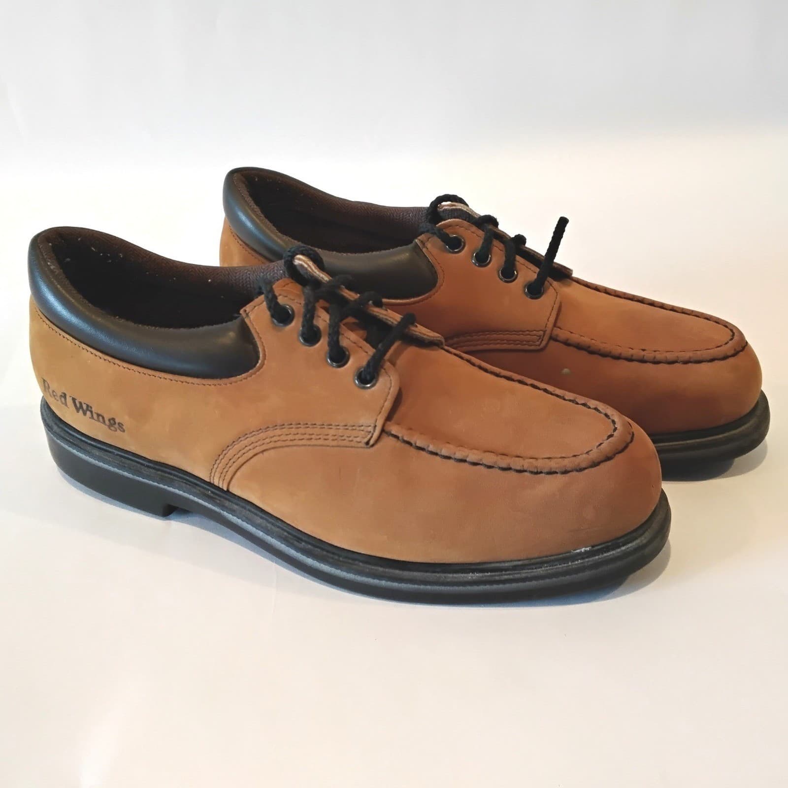 Red Wing SuperSole Mens Tan Nubuck Moc Toe Work Shoes EH Made in USA - Thumbnail 2
