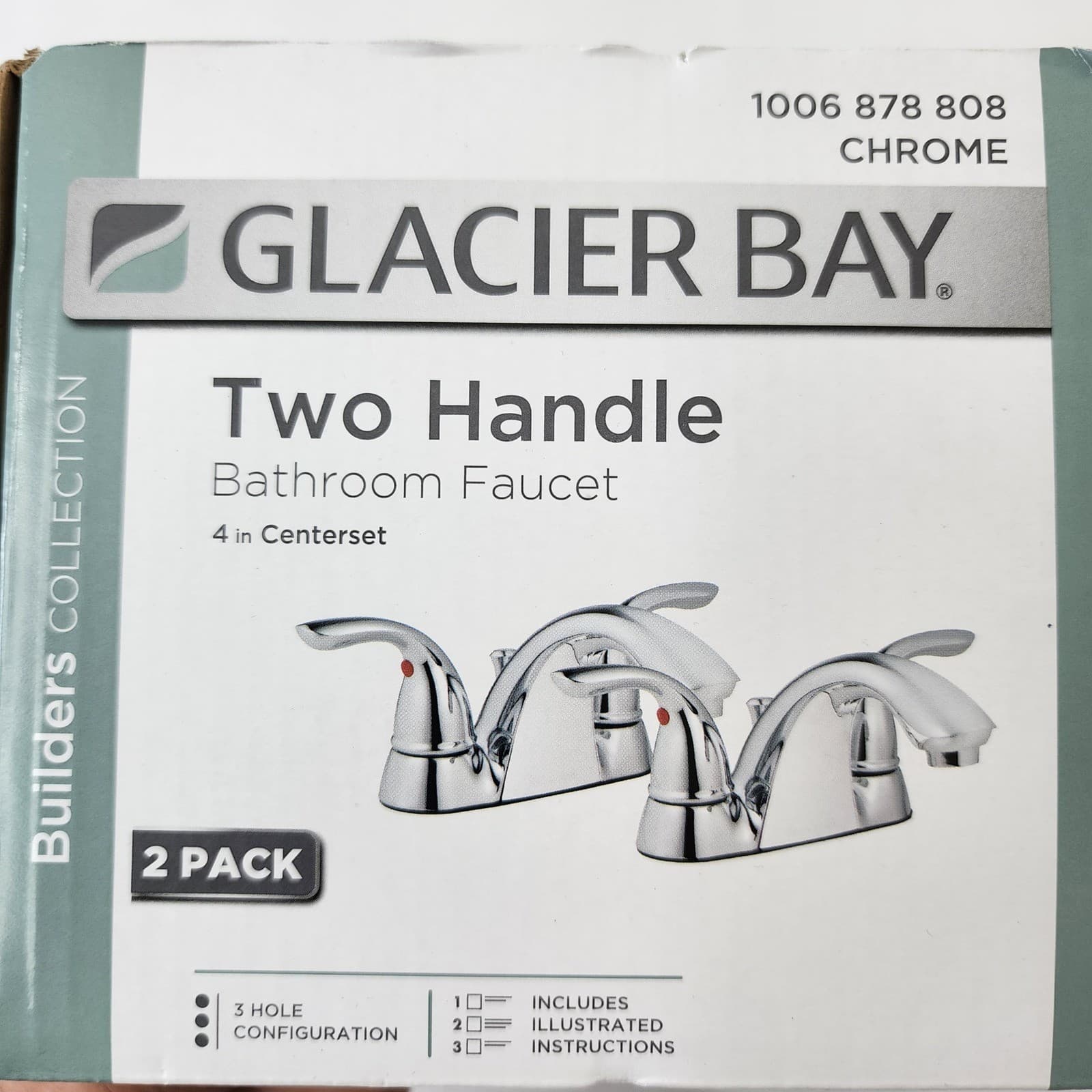 (Only One Faucet) Glacier Bay Builders 4 in Centerset 2-Handle Bathroom Faucet - Thumbnail 7