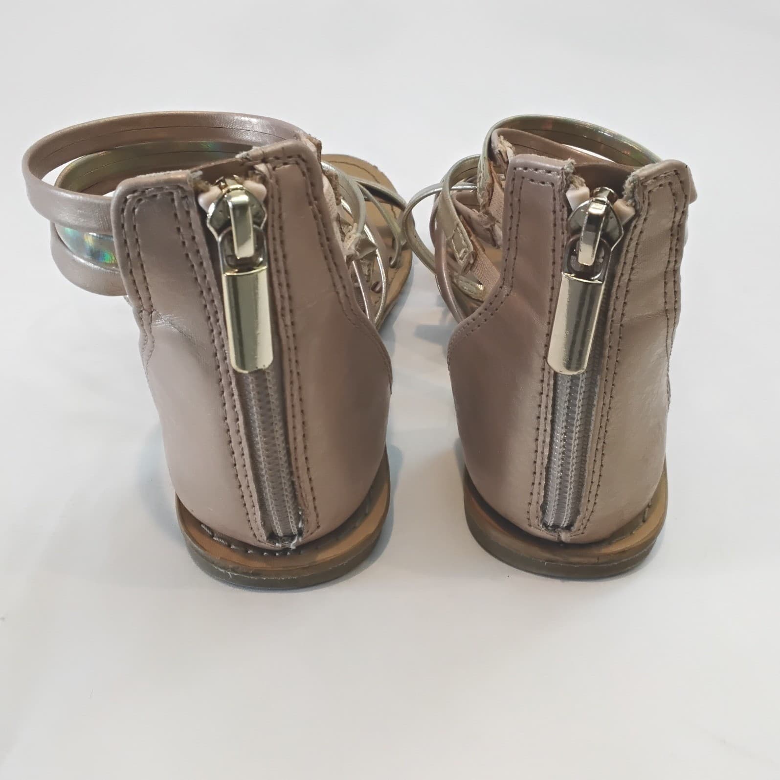 Cat & Jack Girls Rose Gold Metallic Gladiator Sandals Back Zip Size 13 SH19 - Thumbnail 3
