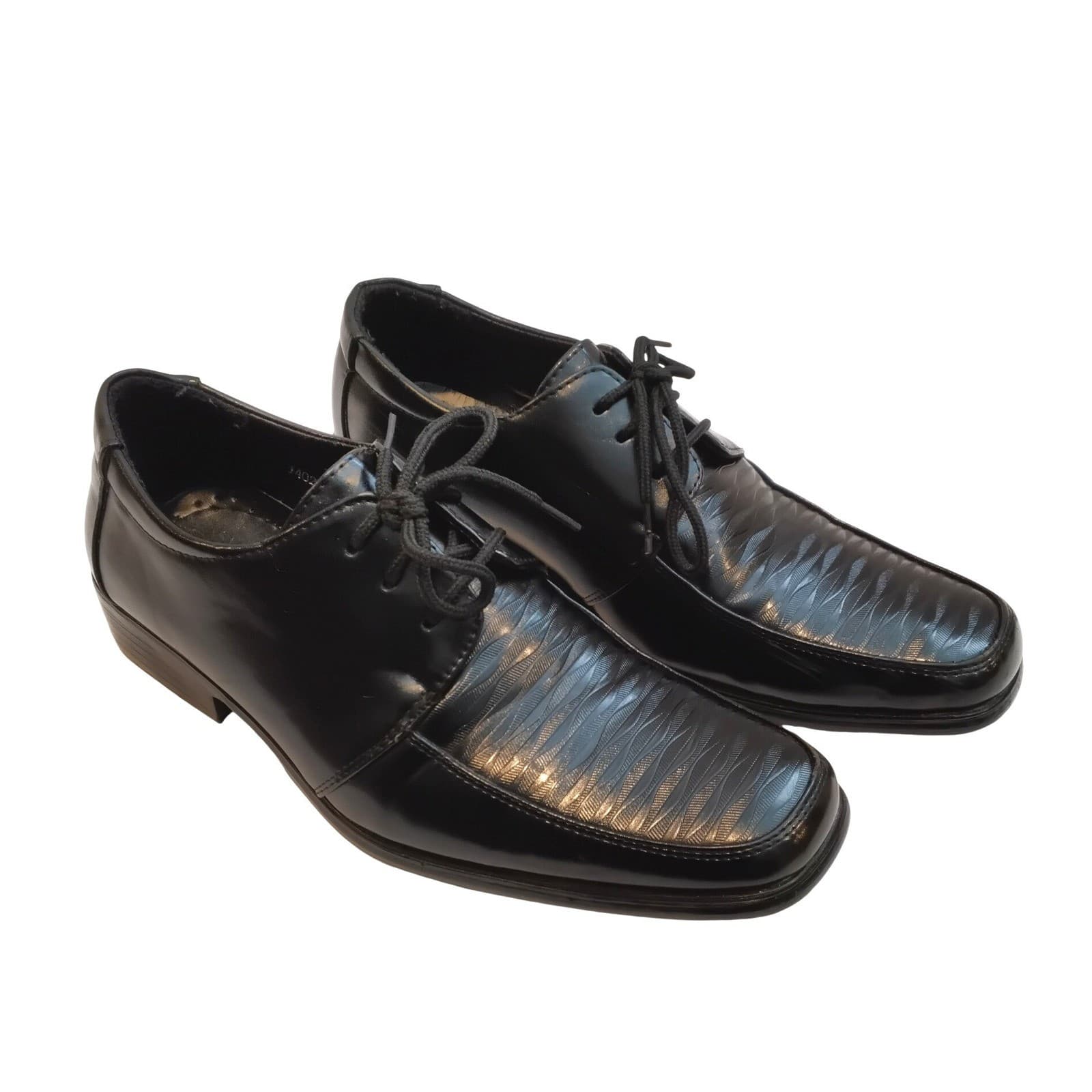 Mens Black Textured wedding Shoes Square Toe Oxfords shoes Size 10.5