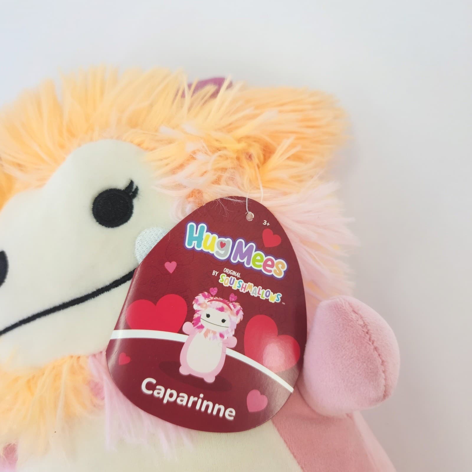 Squishmallows Hug Mees Caparinne Pink Bigfoot Valentine Plush 10 Inch NWT - Thumbnail 2